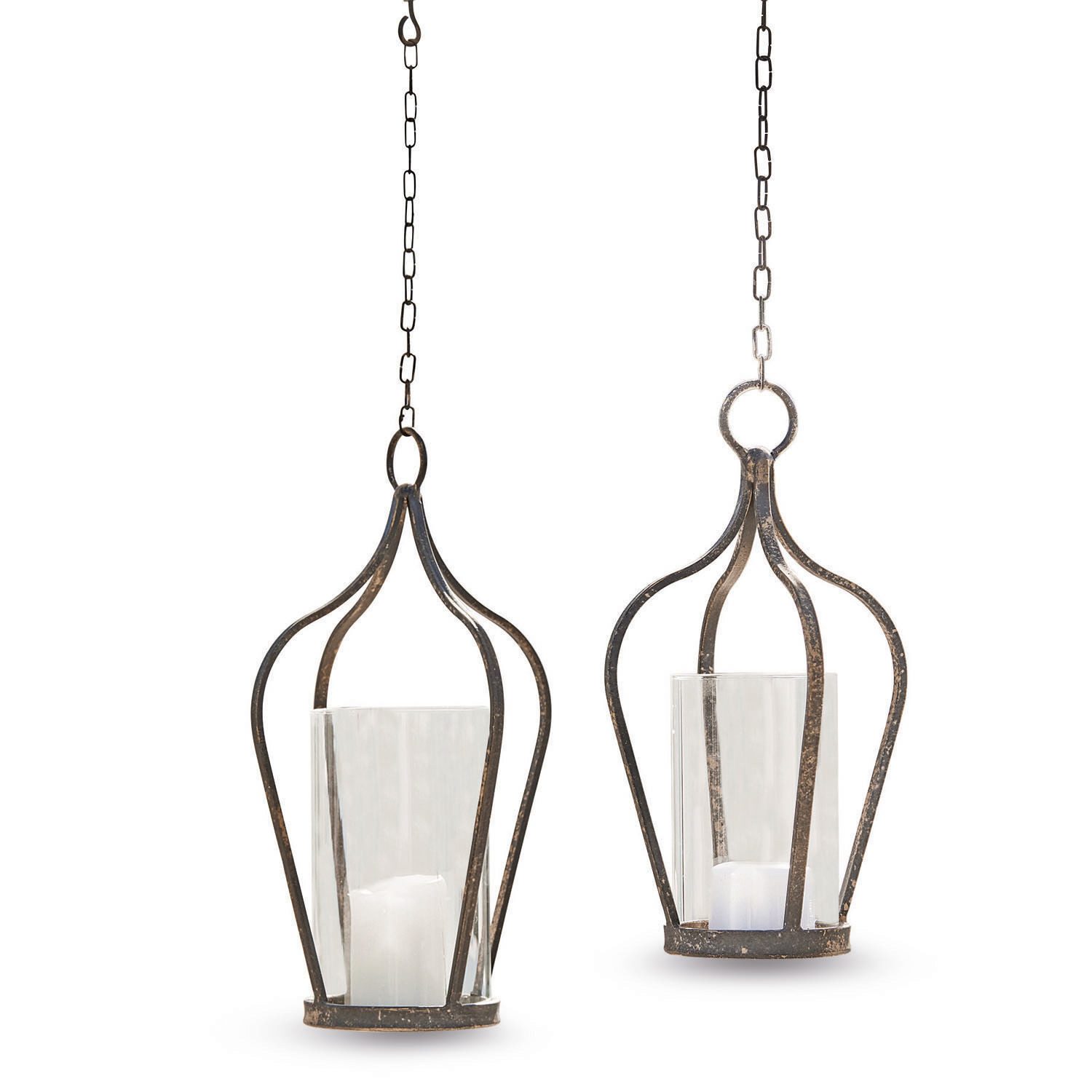 Mirabeau Kerzenlaterne Hängelaterne 2er Set Mikella antikbraun günstig online kaufen