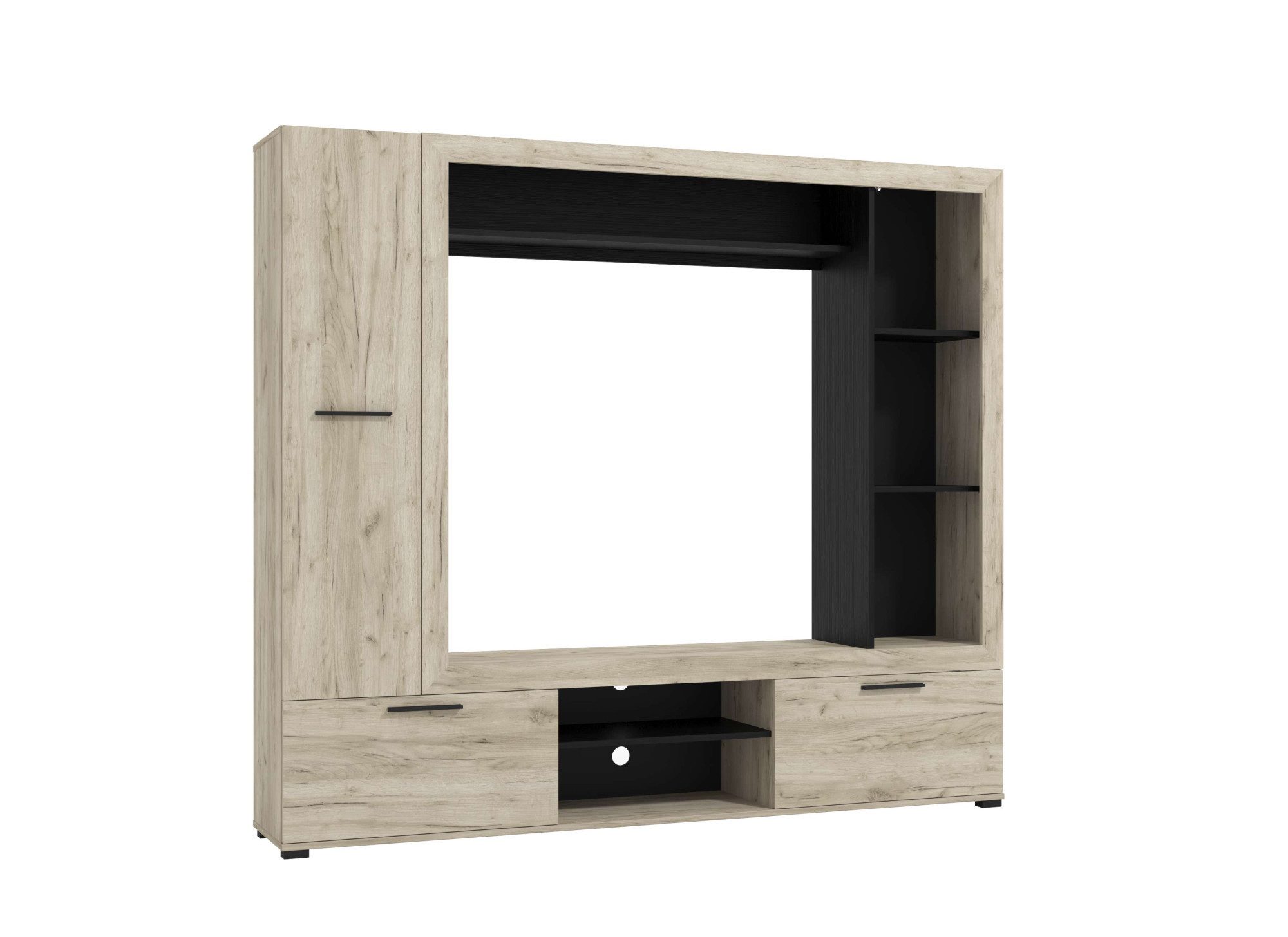 Home affaire Wohnwand Lorca Medienwand, Wohnzimmerwand, TV-Wand, (4-St), Moderne, stilvolle Wohnwand in Eichen-Optik mit TV-Fach – Bild 2 von 5