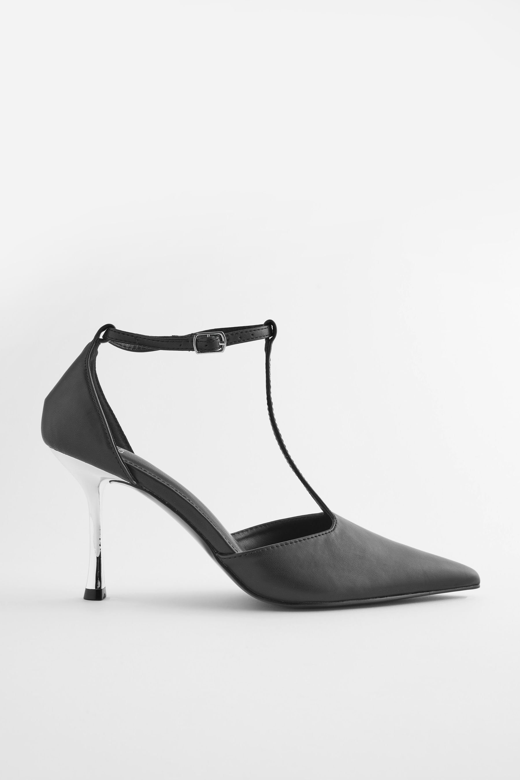 Black Next T-Steg Forever (1-tlg) Comfort® T-Strap-Sandalette Metallic-Schuhe mit