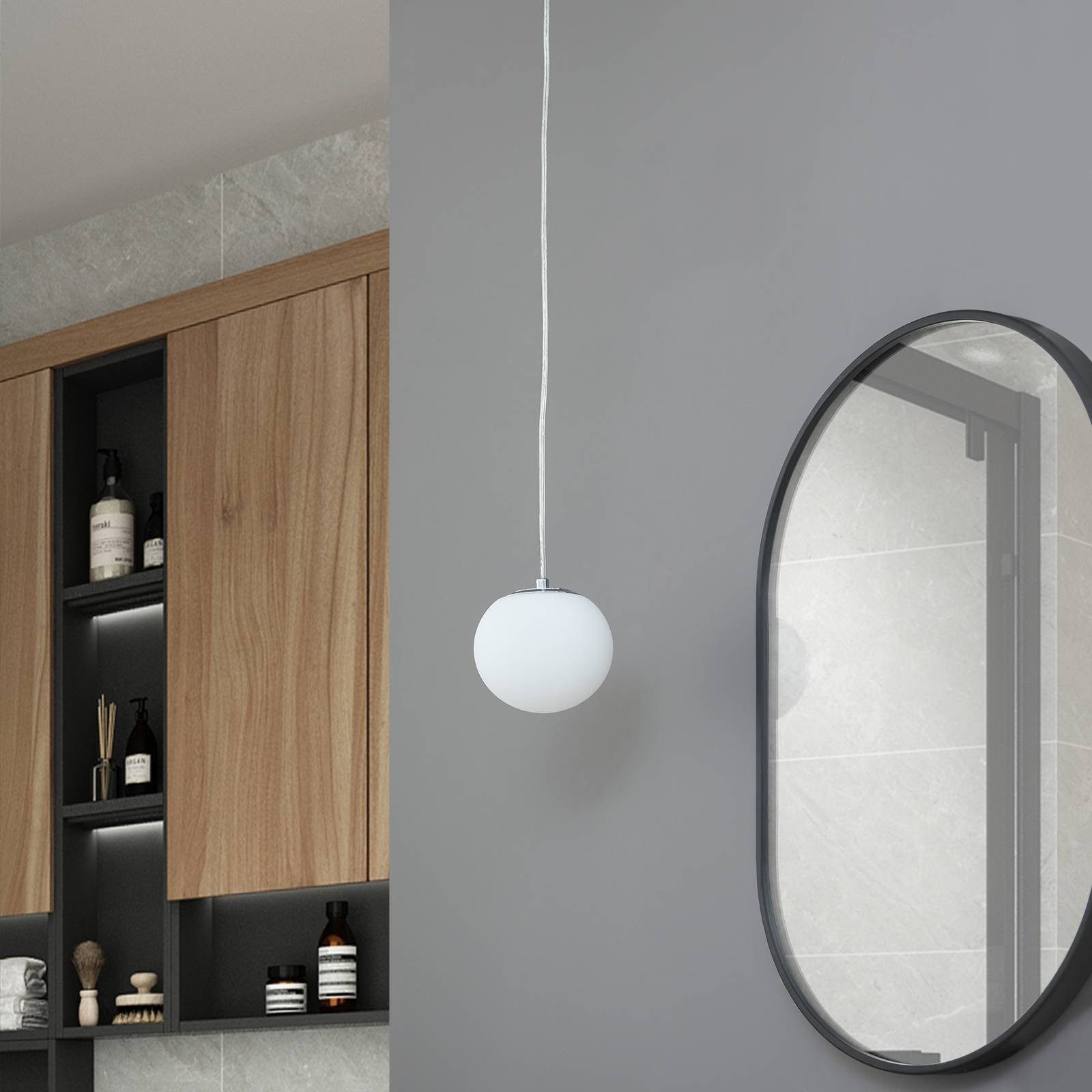 Lucande Hängeleuchte Bidolo, Glas Chrom IP44, 1 x 10 W LED