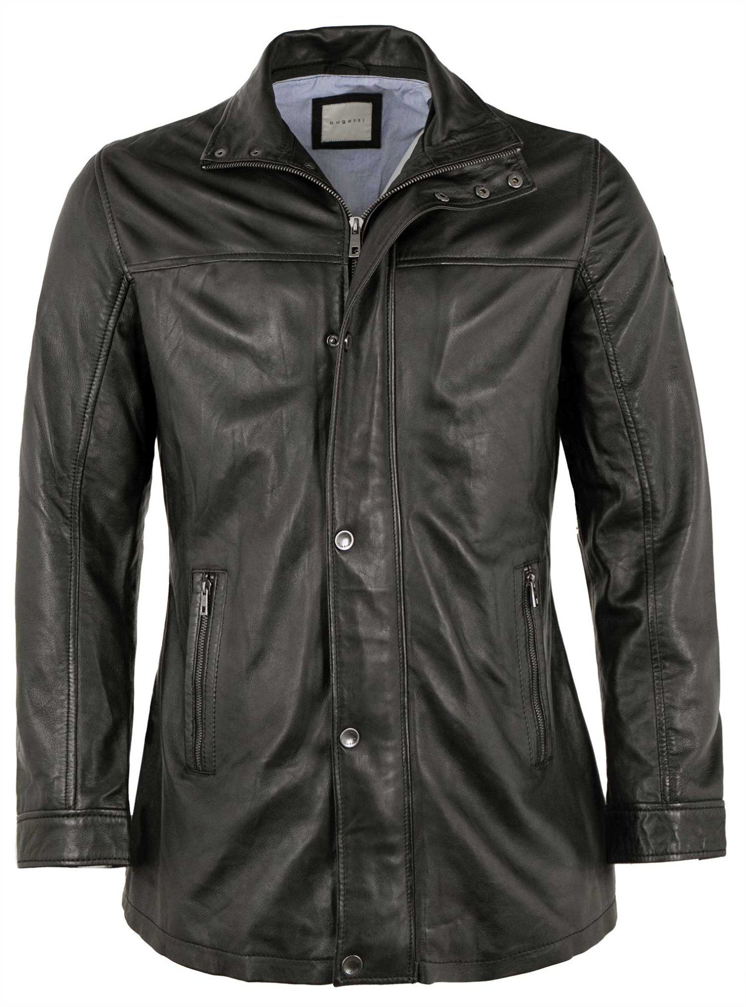 bugatti Ledermantel BU-107 Bugatti - Herren Lederjacke Longjacke Lammnappa schwarz