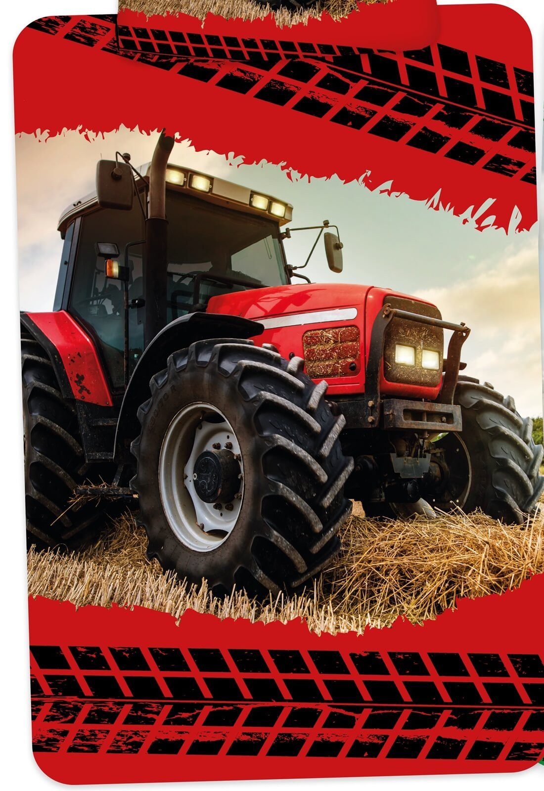 Jerry Fabrics Bettwäsche Roter Traktor - 2in1 Wende-Bettwäsche-Set, 135x200 & 80x80, 2 Motive, Baumwolle, 100% Baumwolle