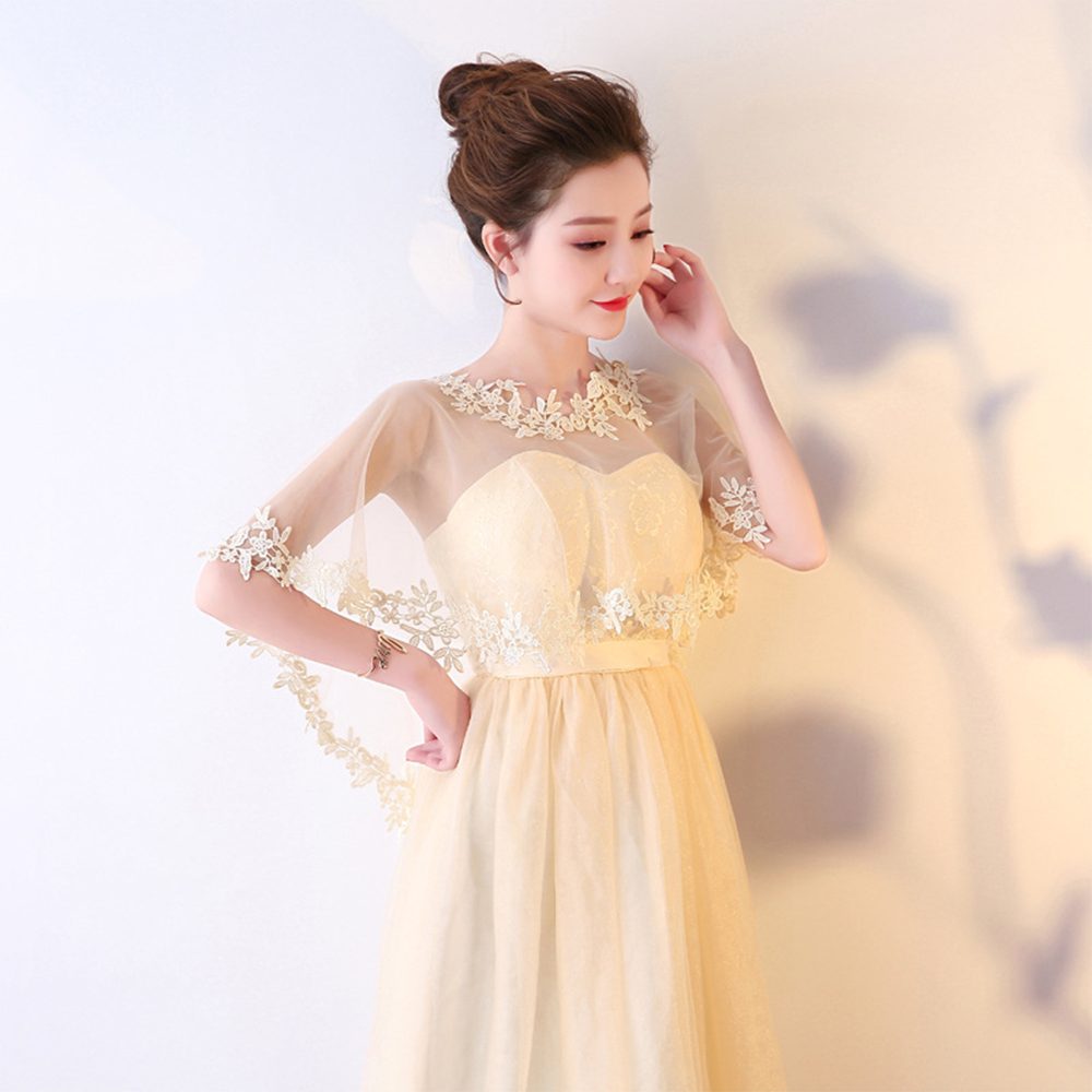 Zaewry Bolero Spitzen-Stola für Damen, transparenter Schal,Hochzeits-Cape elegante Schulterbedeckung für Hochzeit und Brautmode,Halblange Ärmel