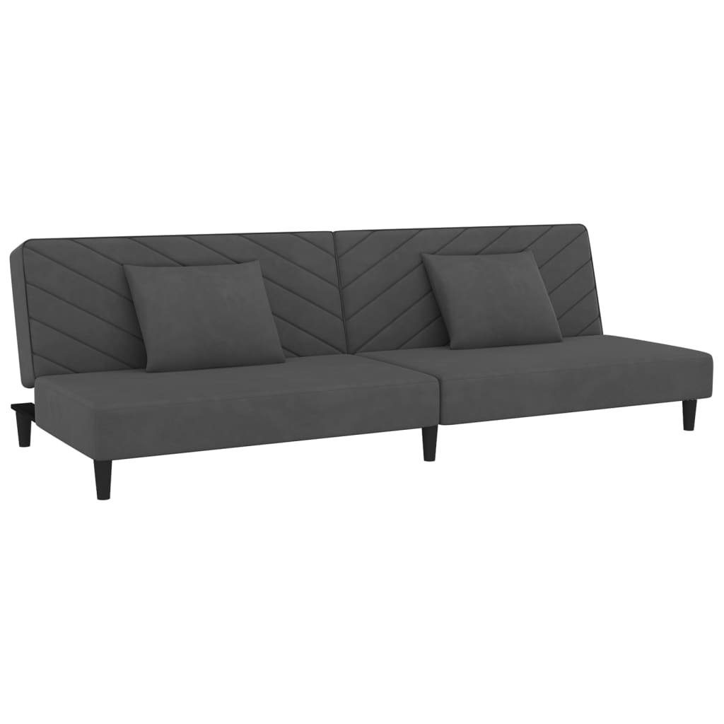 Schlafsofa vidaXL mit 2-Sitzer Sofa 2 Samt Dunkelgrau Kissen