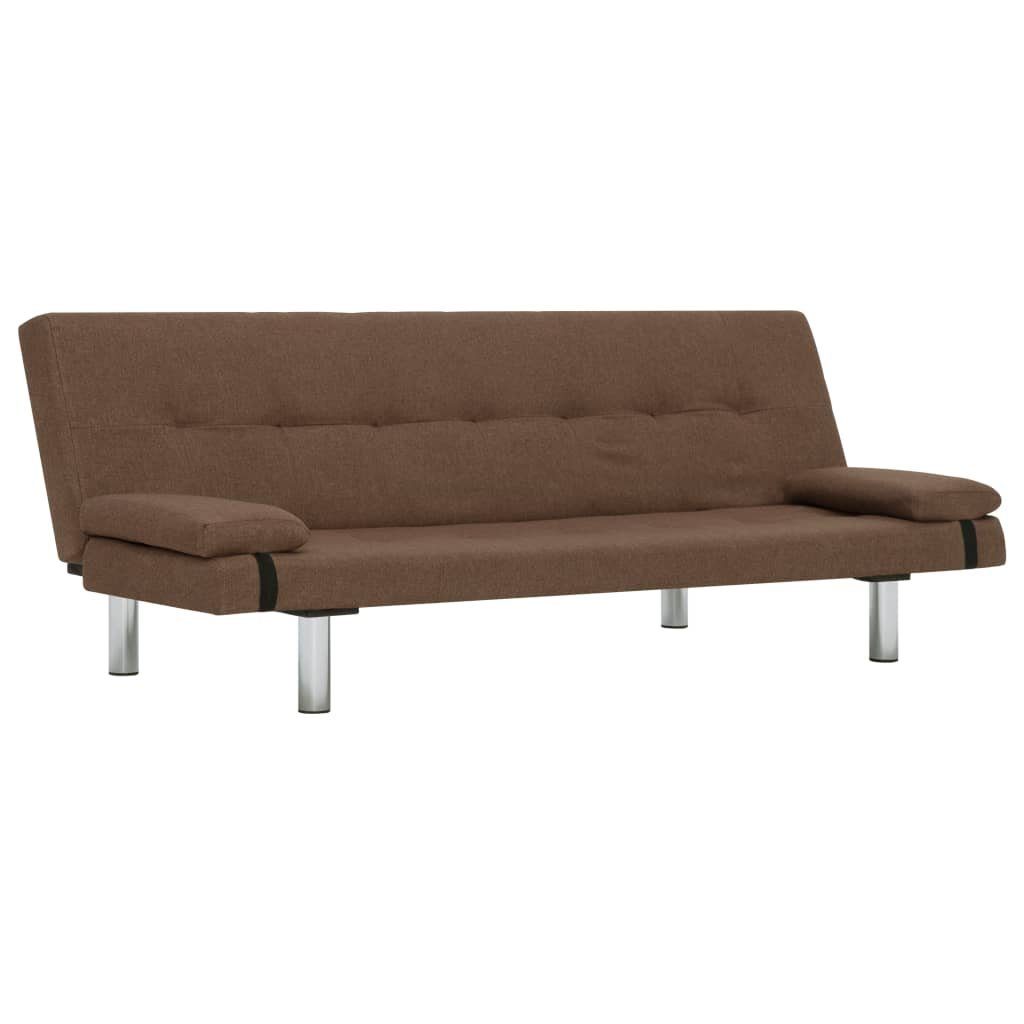 Sofa Schlafsofa vidaXL Braun mit Kissen Polyester zwei