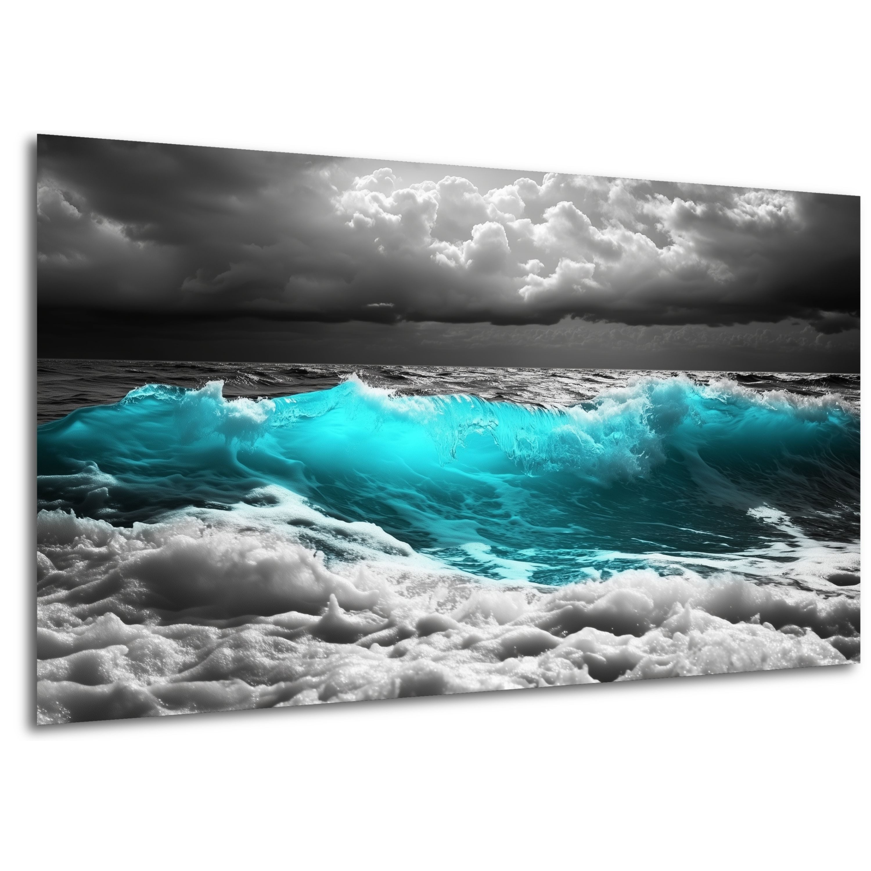 DARO Design Leinwandbild Modern Abstrakt Wandbilder XXL Wandbild Wand Deko Leinwand Bilder, (blaue Wellen - Bild groß Wohnzimmer Schlafzimmer Küche Esszimmer Einteilig Querformat Fotodruck Leinwände Wanddeko Abstrakte Kunst Boho), 30x20cm