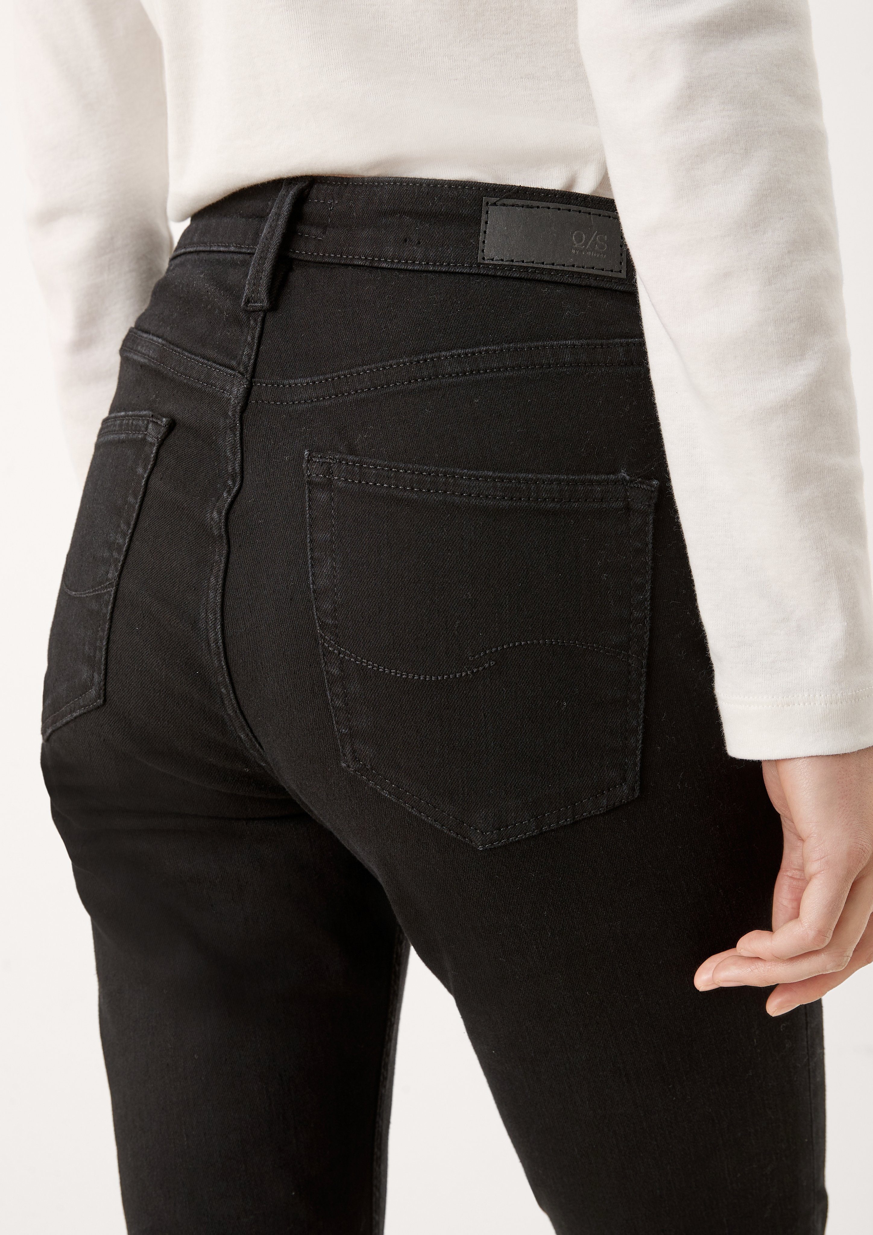 Damen Hosen Q/S by s.Oliver 7/8-Hose Skinny: Jeans mit High Rise (1-tlg) Label-Patch
