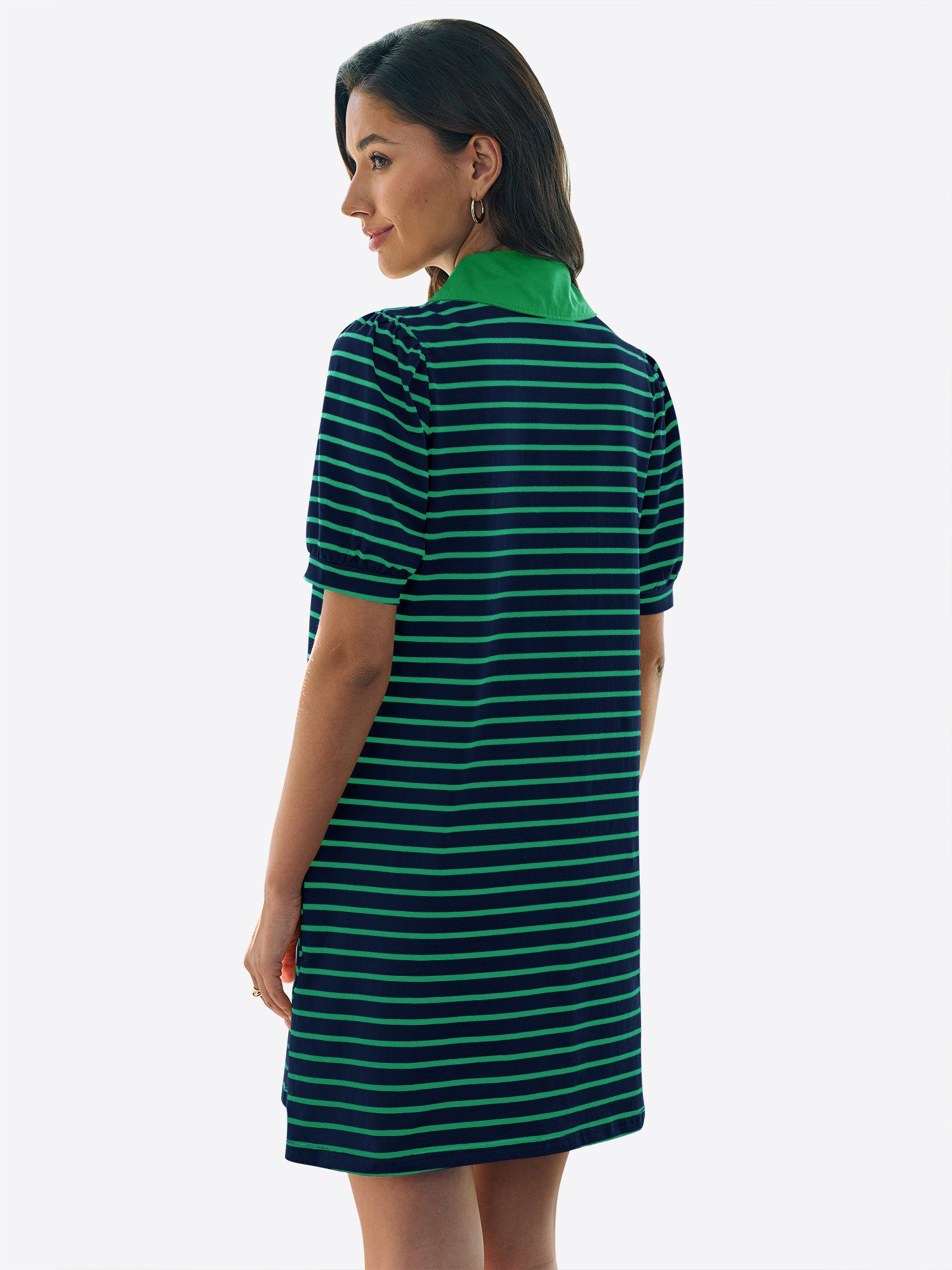Imily Bela Blusenkleid Streifenkleid mit Puffärmel (Packung, 1-tlg., 1per-Pack) V-Ausschnitt