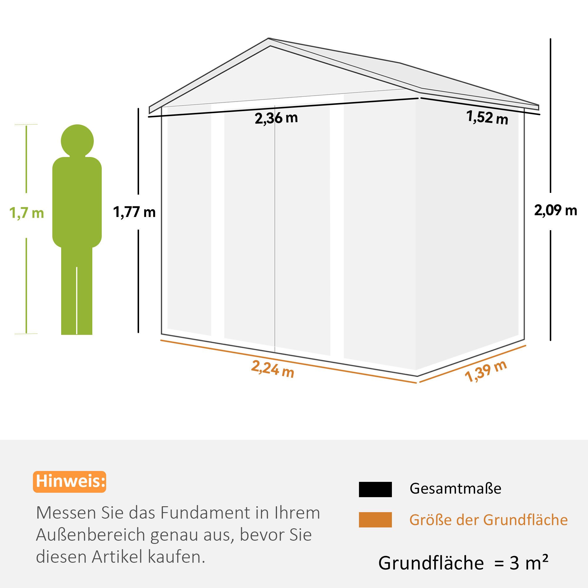 Outsunny Gerätehaus mit Satteldach, Fenster, doppel Schiebetüren, BxT: 152x235,7 cm, (Gartenschuppen im Holzoptik, 1 St., Geräteschuppen aus Metall), 152 x 235,7 x 208,7 cm, für Garten, Balkon, Hinterhof Braun