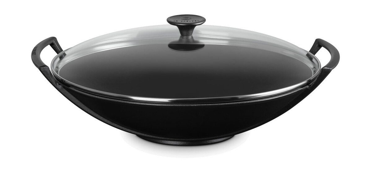 LE CREUSET Wok Wok mit Glasdeckel 36 cm Schwarz