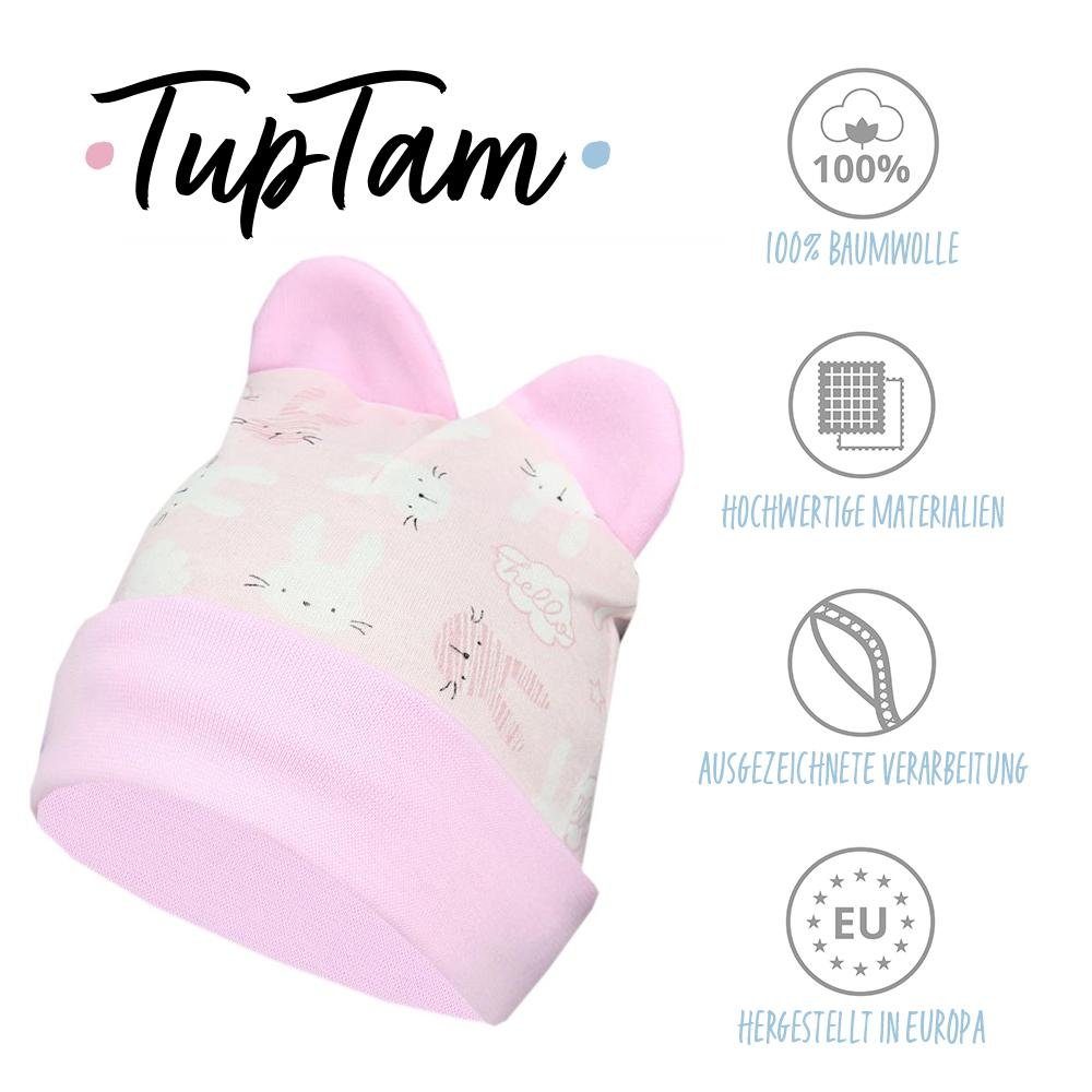 TupTam Erstlingsmütze TupTam Baby Erstlingsmütze Kaninchen Rosa Weiß Pack / Ohren 2er mit