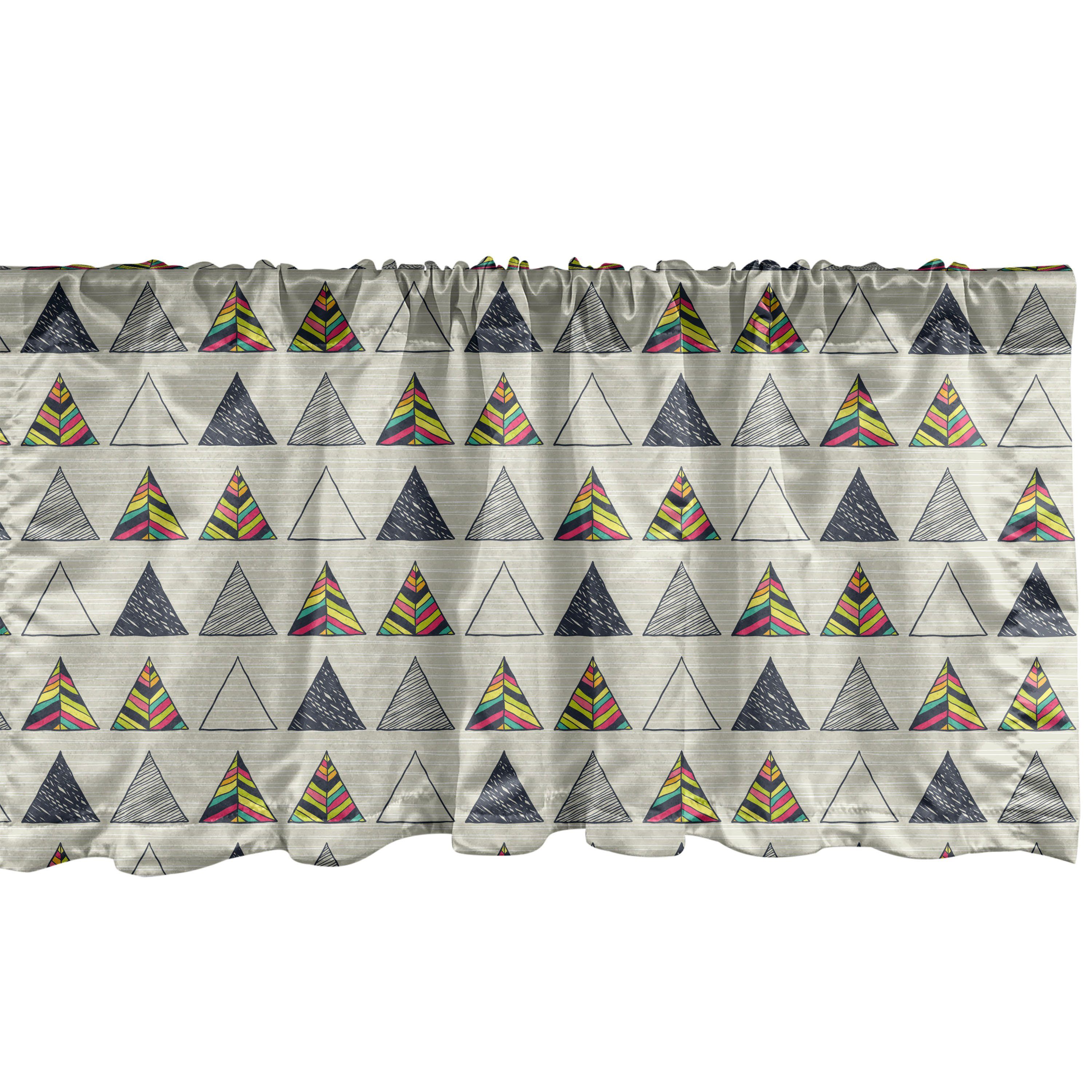 Scheibengardine Vorhang Volant für Küche Schlafzimmer Dekor mit Stangentasche, Abakuhaus, Microfaser, Geometrisch Abstrakt Dreieck