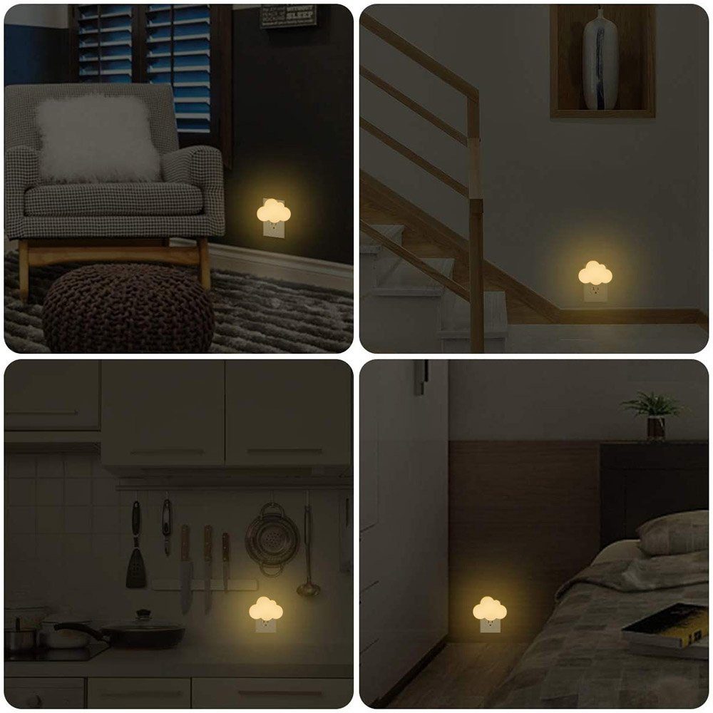 MUPOO LED Steckdosenleuchte Baby Nachtlicht mit LED Lichtsensorik Automatische Nachttischlampe 0.7W Wandleuchten Warmweiß,Wolkenform, Für Kinder, LED Schalter