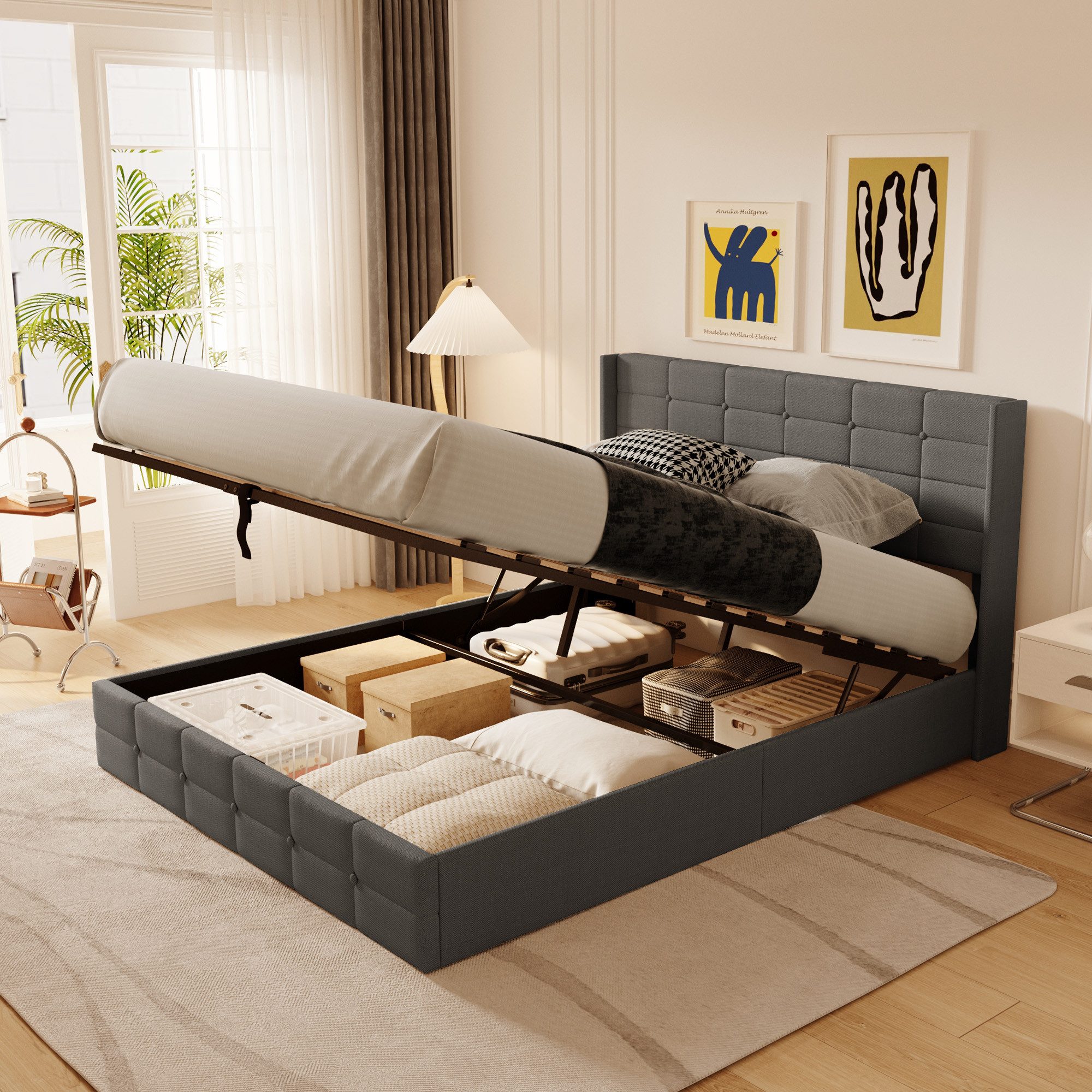 Bealife Polsterbett Einzelbett/Doppelbett mit hydraulischem Stauraum (120/1 günstig online kaufen