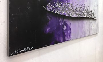 WandbilderXXL Gemälde Purple Melody 170 x 70 cm, Abstraktes Gemälde, handgemaltes Unikat