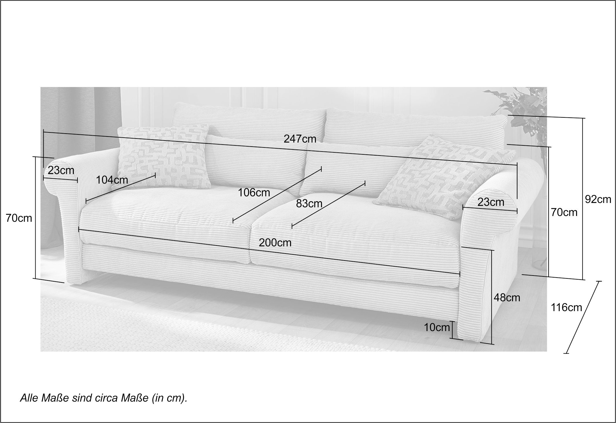 hellgrau Sitzgefühl,Bezug Federkern,Schaumflocken,hervorragendes Gruppe Cord Big-Sofa hellgrau | Jockenhöfer in Maxima,