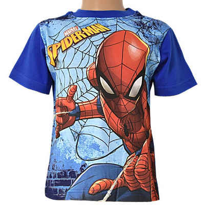 Spiderman T-Shirt Jungen kurzarm Shirt Gr. 98 - 128 cm Blau