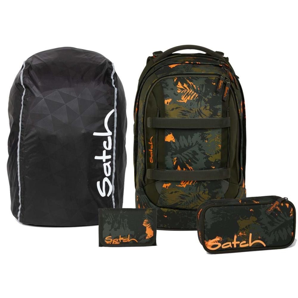 Satch Schulrucksack Pack (4tlg., inkl. Schlamperbox, Regenhülle und Geldbörse)