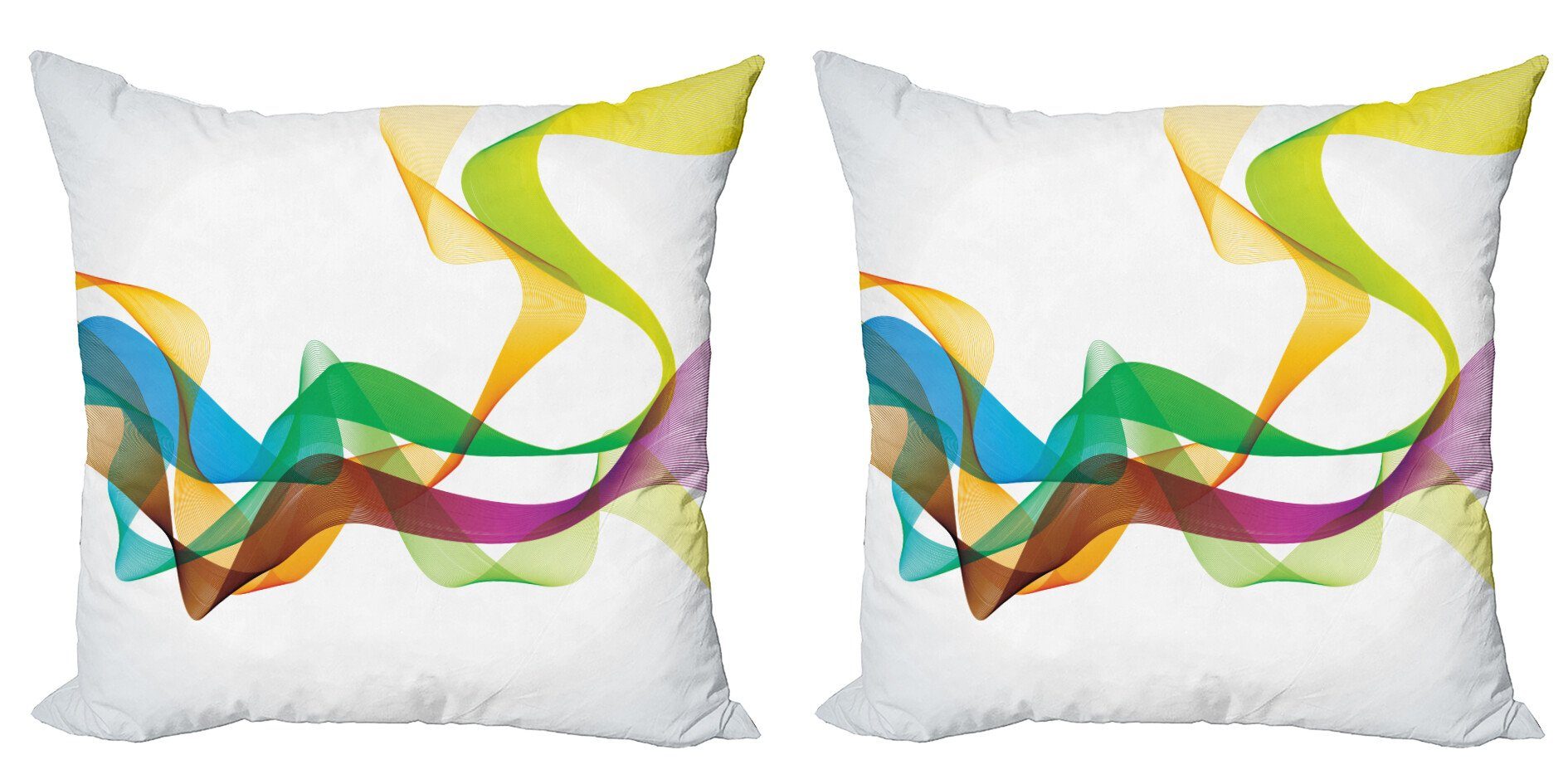 Kissenbezüge Modern Accent Doppelseitiger Digitaldruck, Abakuhaus (2 Stück), Abstrakt Wellenförmige Band Regenbogen