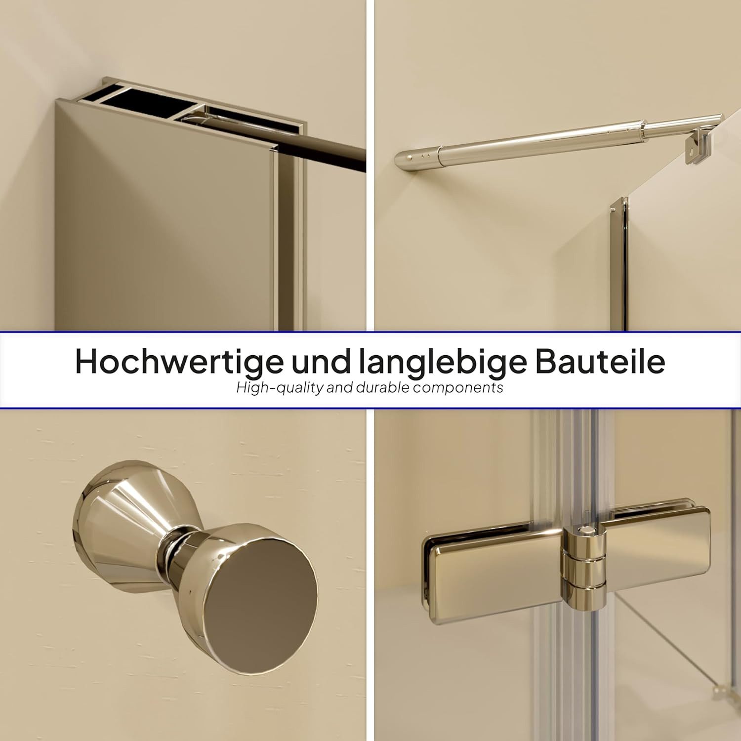 i-flair Eckdusche Duschkabine Alice aus durchsichtigem ESG, Höhe 180 cm, 80x80 cm, BxT: 80x80 cm, Einscheibensicherheitsglas, ohne Duschtasse, mit hochwertigen  – Bild 4 von 5