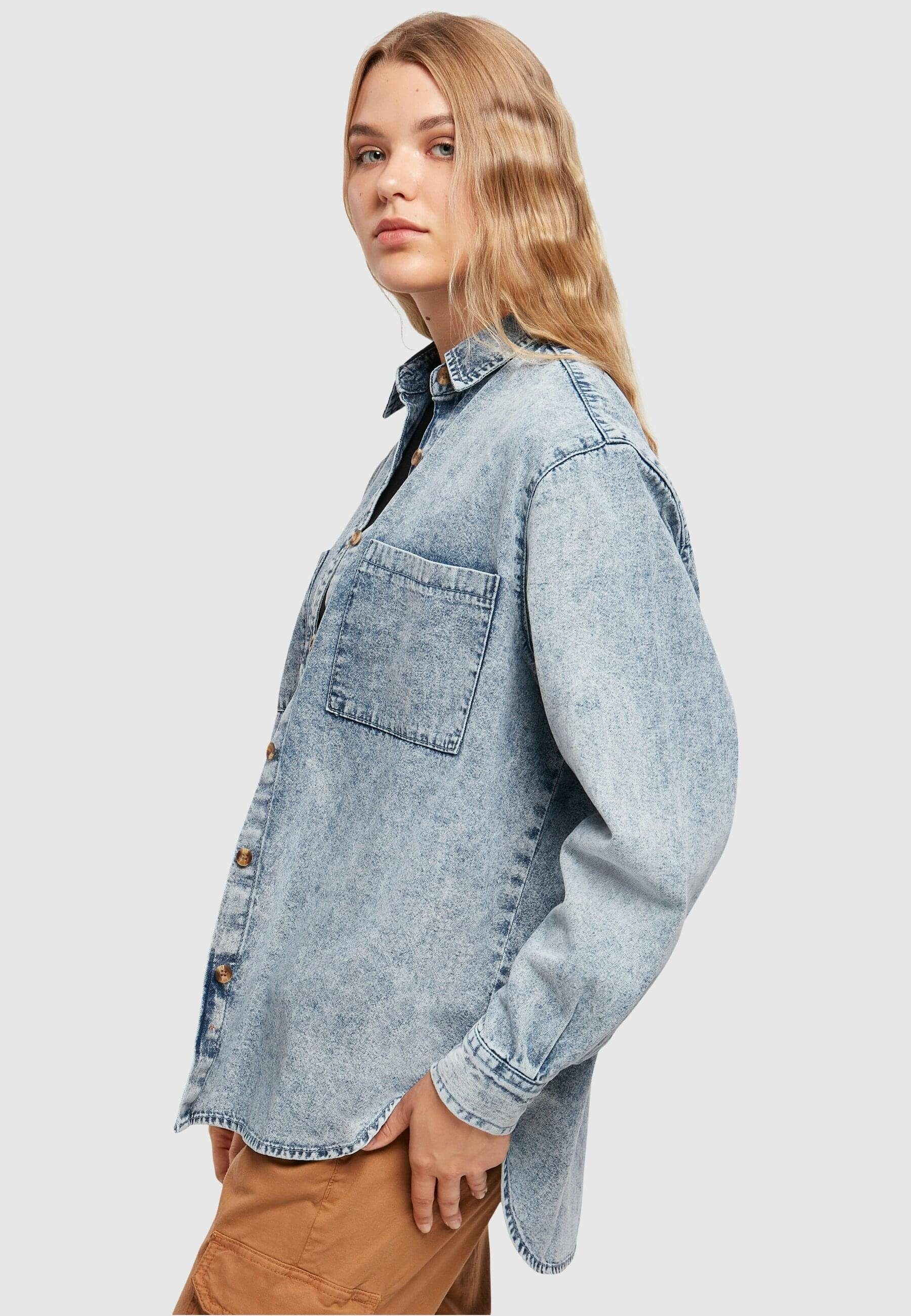 Klassische skyblue Bluse Oversized URBAN Damen washed Shirt Denim Ladies CLASSICS acid light