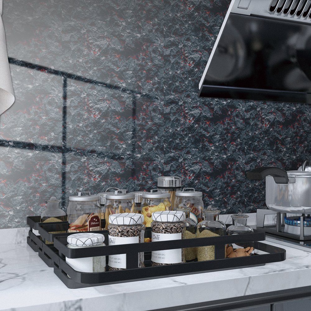 COOL-i ® Fliesenaufkleber Klebefliesen 4 Stück -30cm x 15cm, 3D Fliesenaufkleber (Marmor Optik), PVC Wasserfest,Selbstklebend,Hitzebeständig,Starke Klebefähigkeit