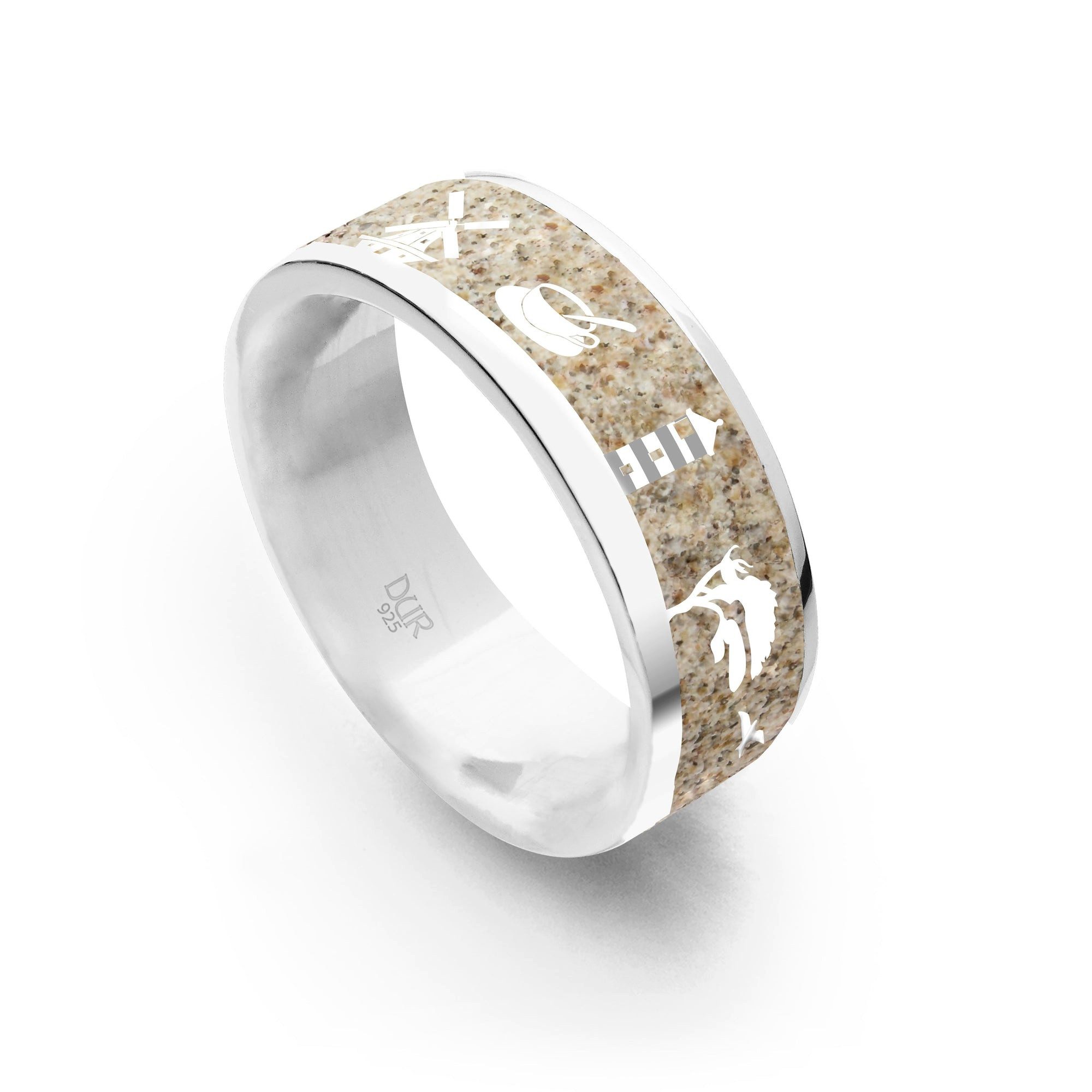 Fingerring DUR Schmuck: Strandring "Ostfriesland“, 7 mm, mit Strandsand, R6120
