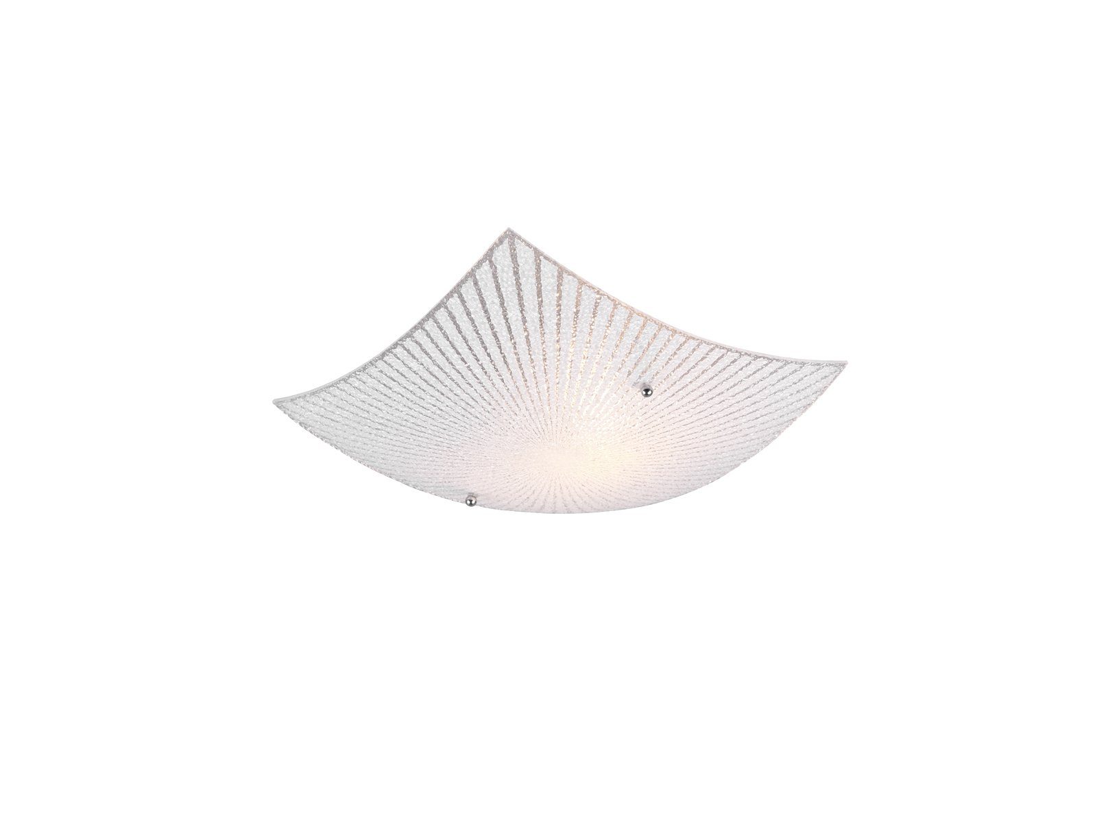 TRIO Leuchten LED Deckenleuchte, LED wechselbar, Warmweiß, flache Lampenschirme Opal-Glas Weiß mit Silber Dekor Design, Ø30cm