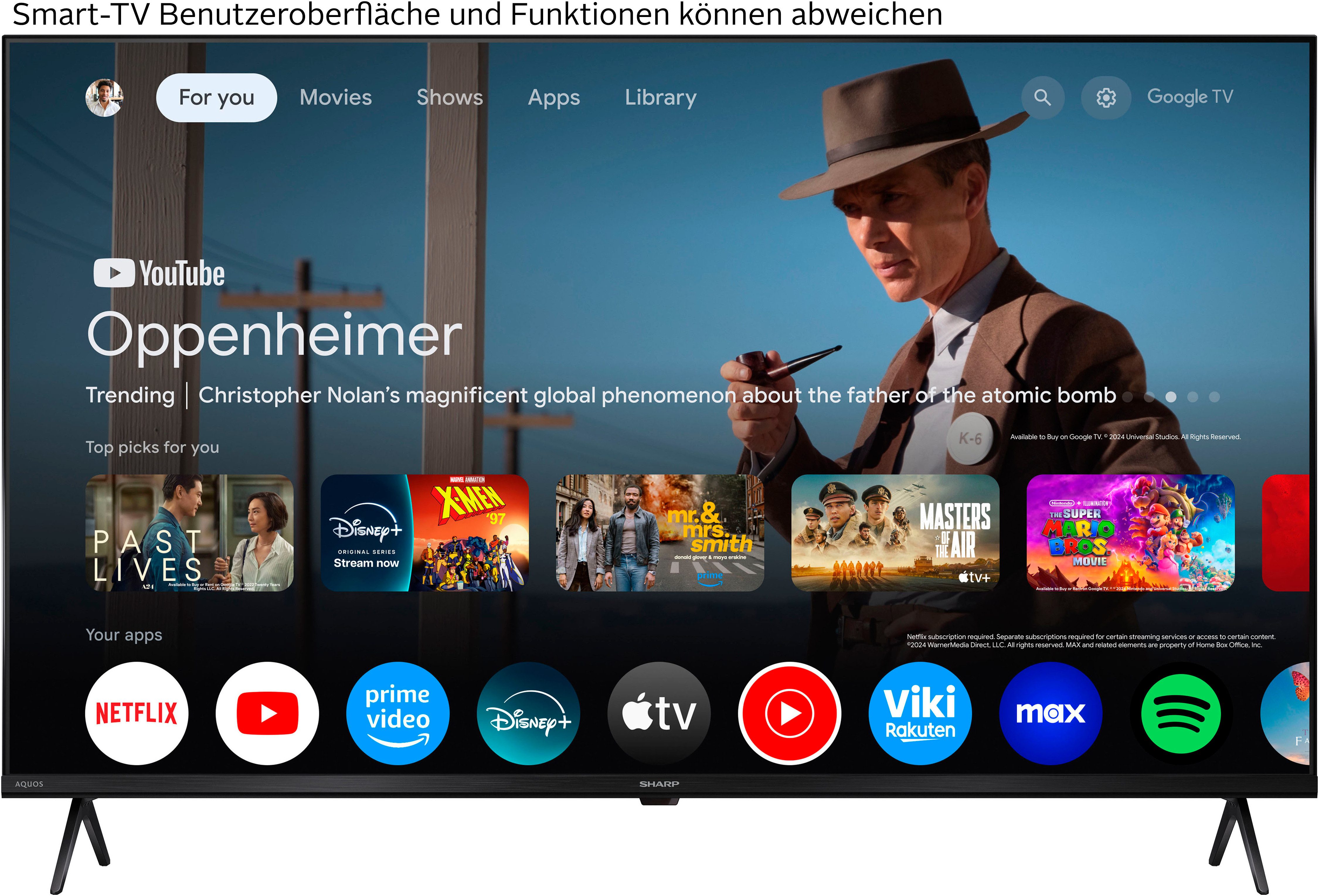 Sharp 4T-C43HPx QLED-Fernseher (108 cm/43 Zoll, 4K Ultra HD, Smart-TV, Google TV)