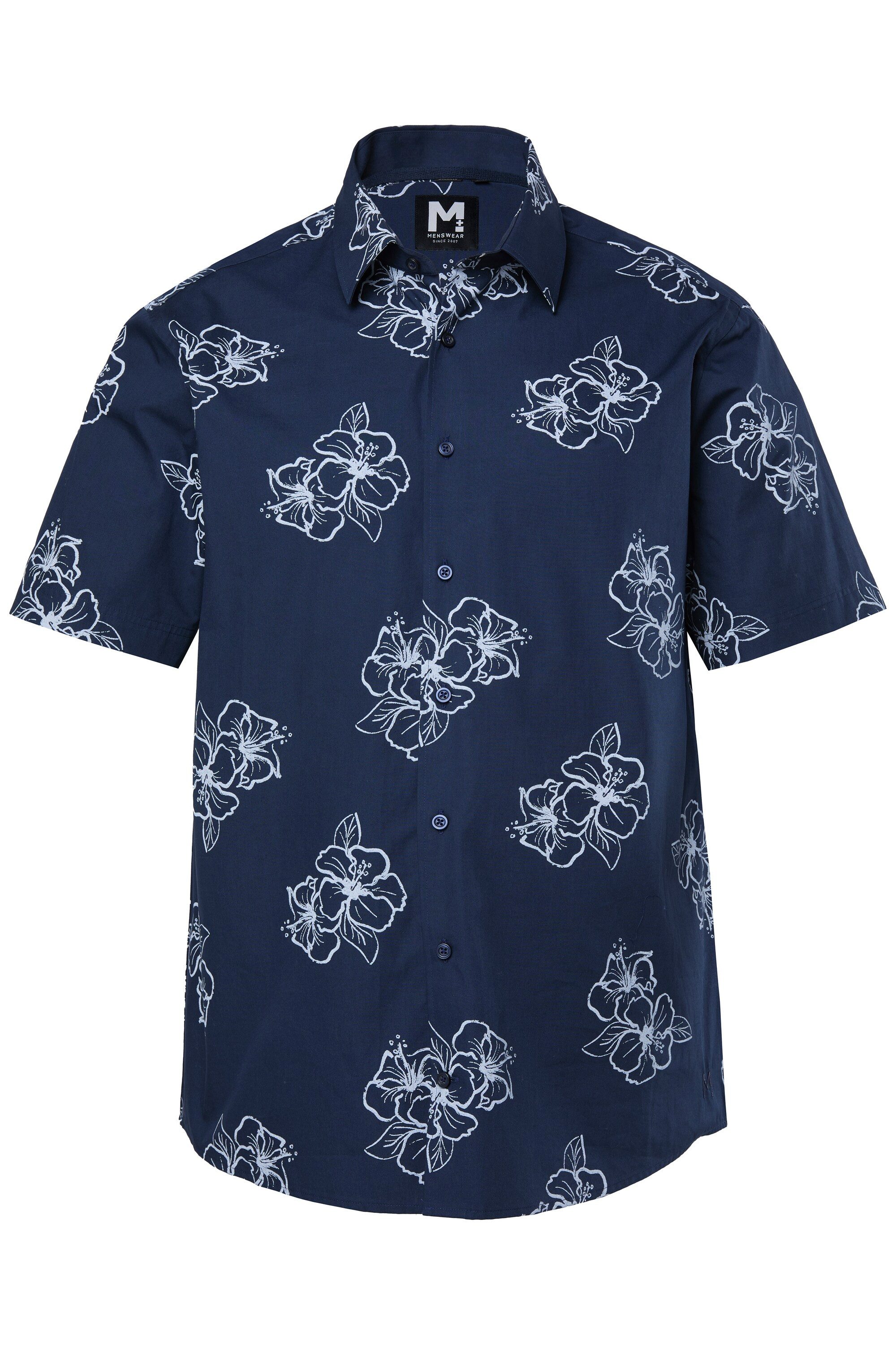 Men Plus Kurzarmhemd Hemd Halbarm florales Muster Kentkragen bis 8 XL