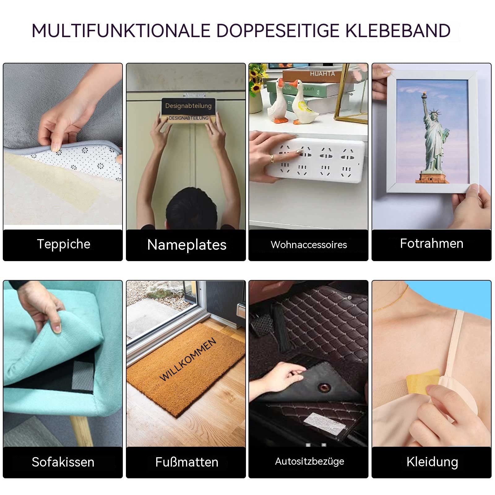 Diwzbyn Doppelklebeband EXTRA STRONG Verlegeband, doppelseitiges Gewebeklebeband (2-St) Mehrzweck-Doppelklebeband (1 Zoll/2 Zollx10 m)–stark haftend,–2 Rollen – Bild 4 von 5