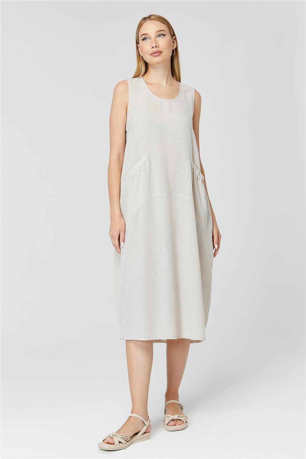 HomeStore Midikleid Ärmelloses Kordelzugtaschenkleid günstig online kaufen