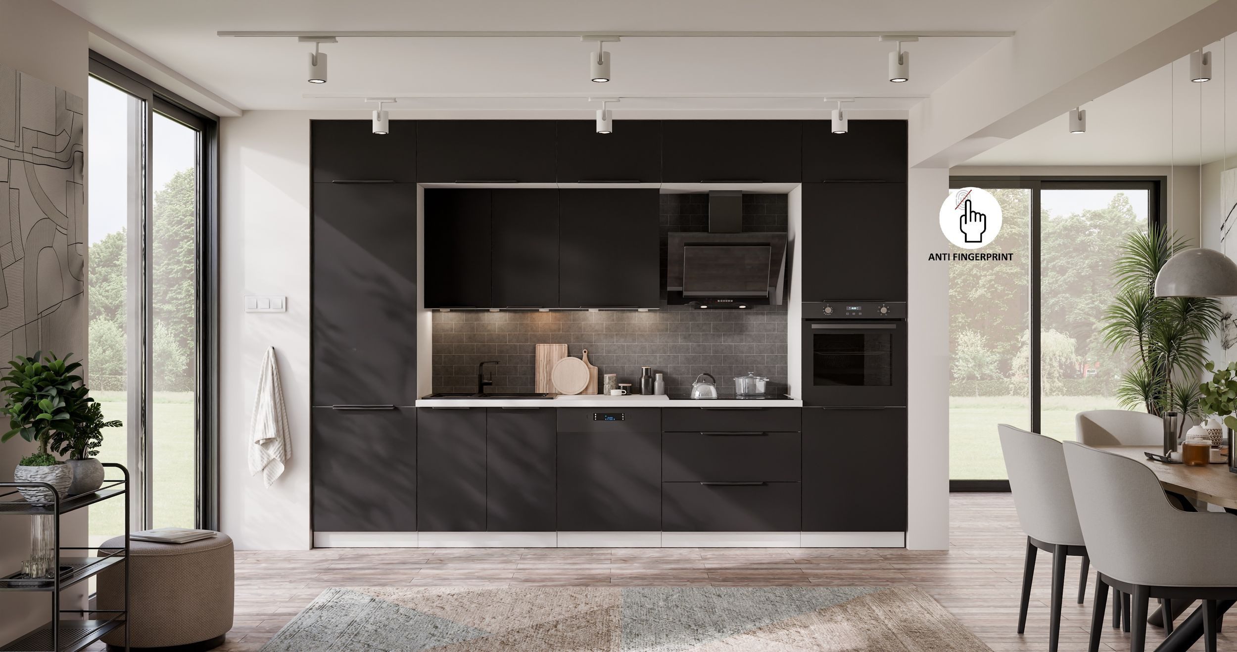 Küchen-Preisbombe Küchenzeile ARIA K-WH - NAGU 340 cm Anti Fingerprint Küchenblock Küche Einbauküche