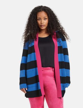 Samoon Cardigan Lange Strickjacke mit Colour-Blocking