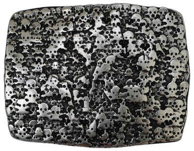 FRONHOFER Gürtelschnalle 18119 Große Gürtelschnalle altsilber, kleine Totenköpfe, Skull Buckle, 4 cm