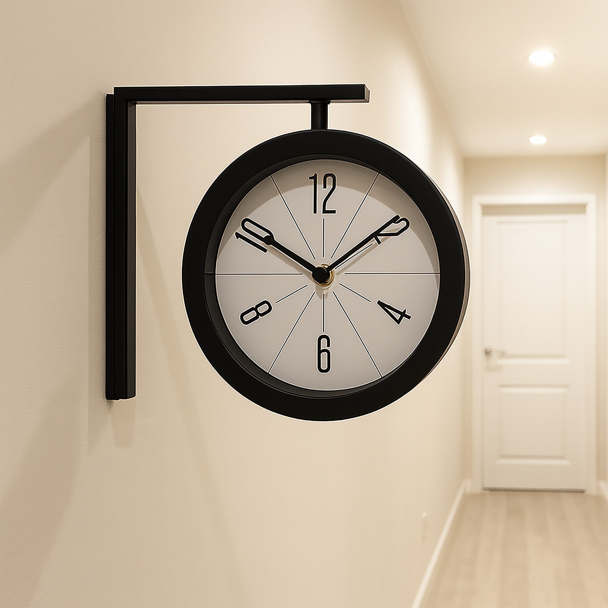 relaxdays Wanduhr Moderne Bahnhofsuhr doppelseitig (schwarz) günstig online kaufen