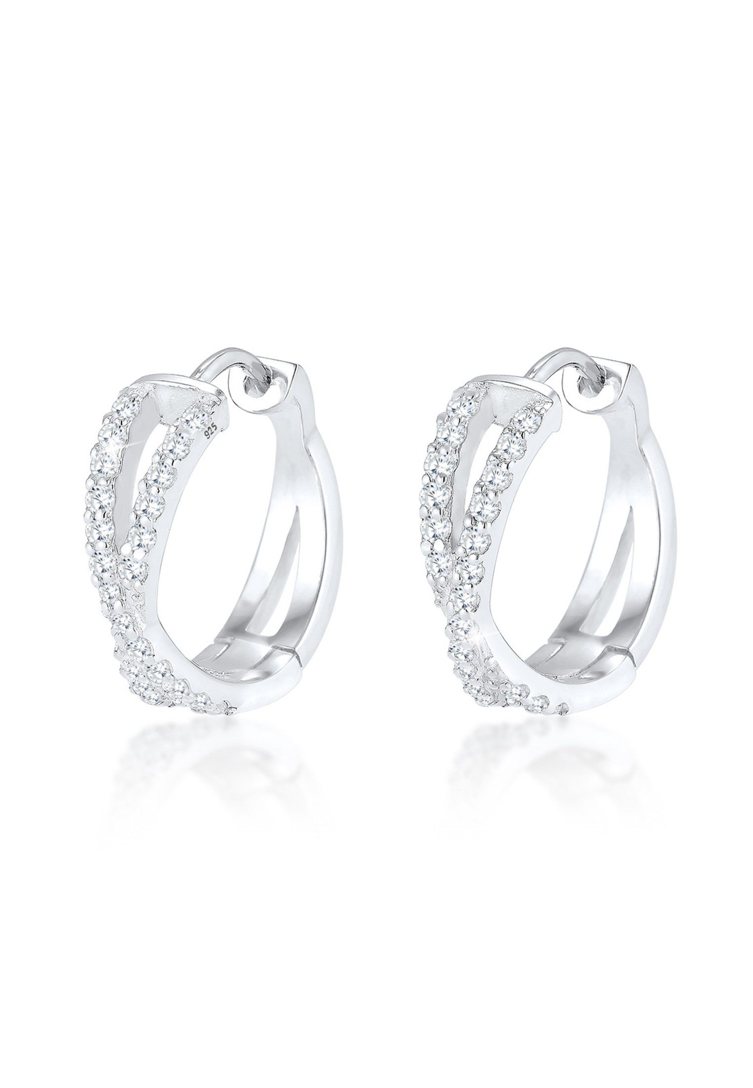 Paar Creolen Creolen Zirkonia Weiß 925 Sterling Silber