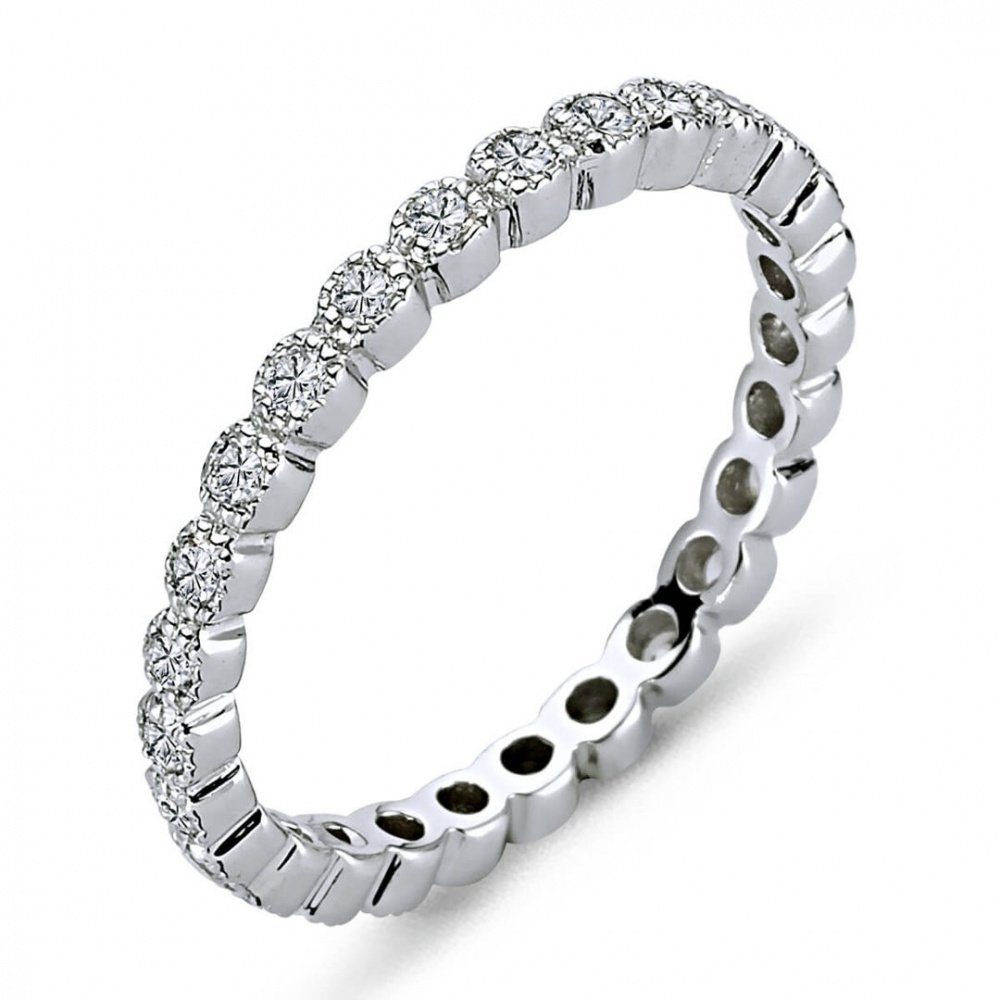 Diamantring 0,40 Carat Diamant rundum Memoire Ring 14 Karat Weißgold