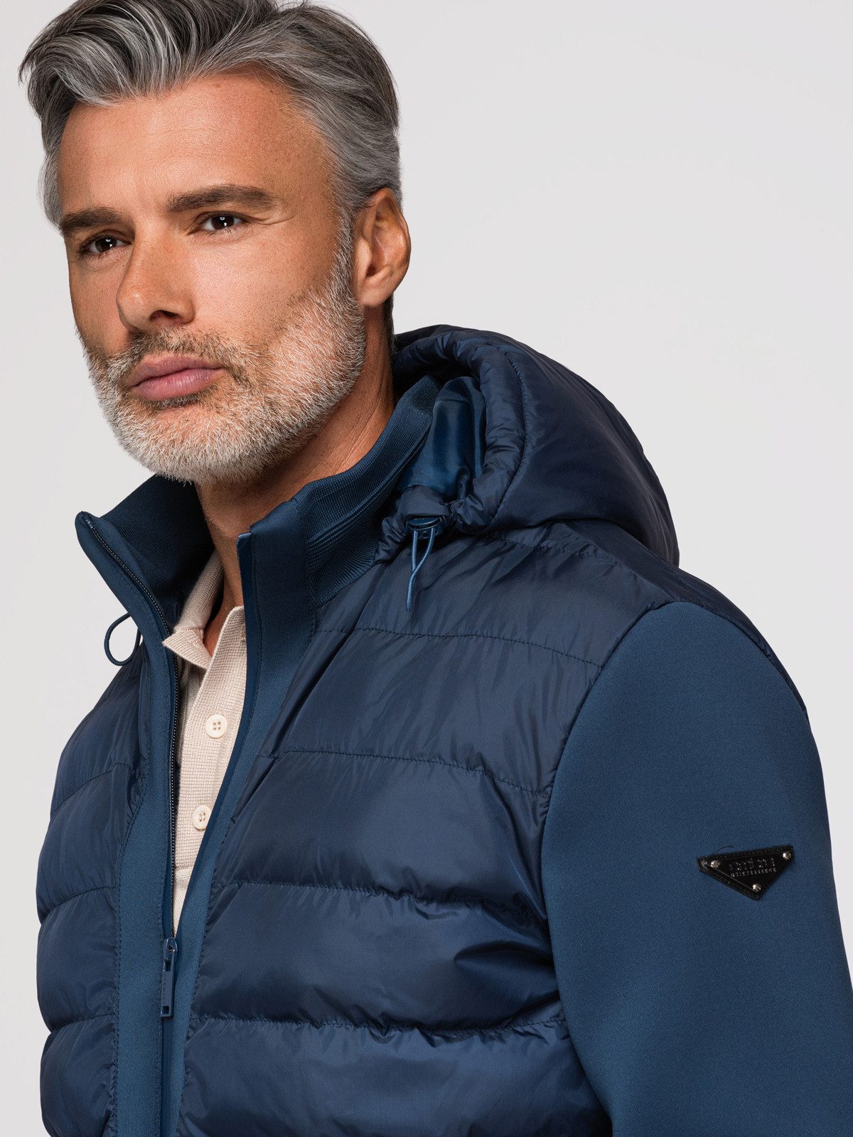 OMBRE Steppjacke Gestepptes Bomberjacke mit Kapuze und Strickärmeln – Bild 3 von 5