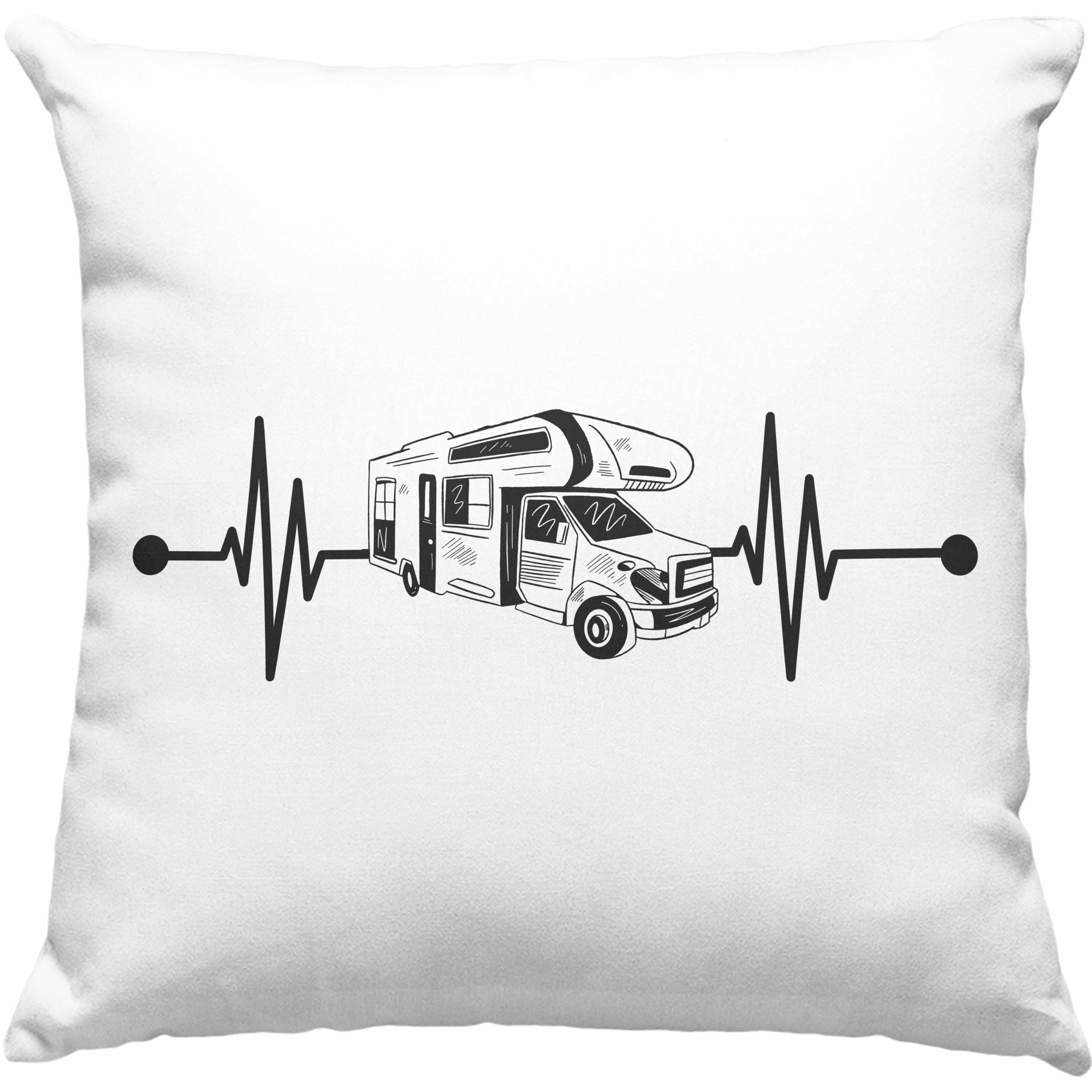 Trendation Dekokissen Trendation - Herzschlag Wohnwagen Wohnmobil Kissen Geschenk Camper Woh