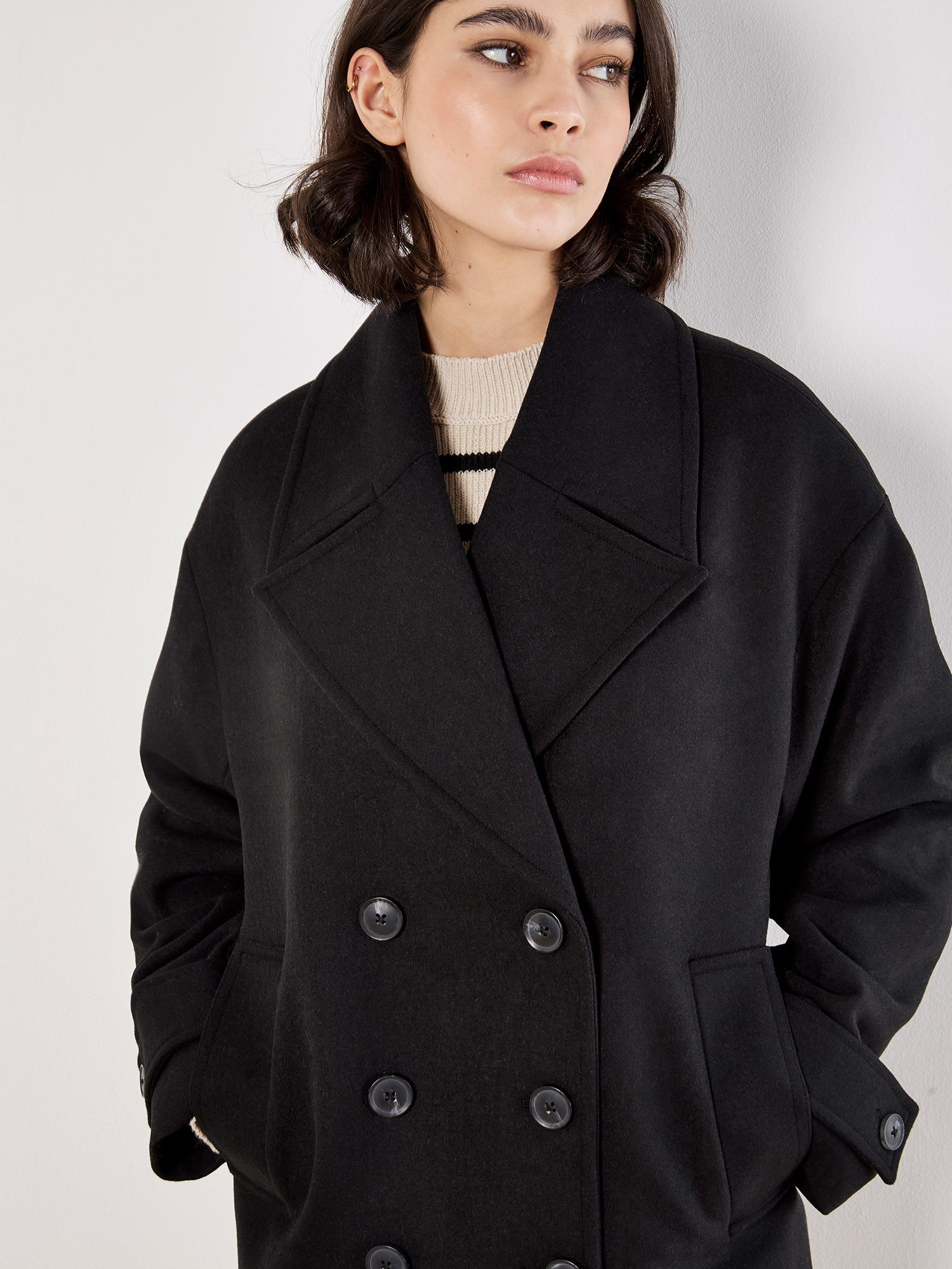 Apricot Kurzjacke Zweireiher-Jacke mit Reverskragen