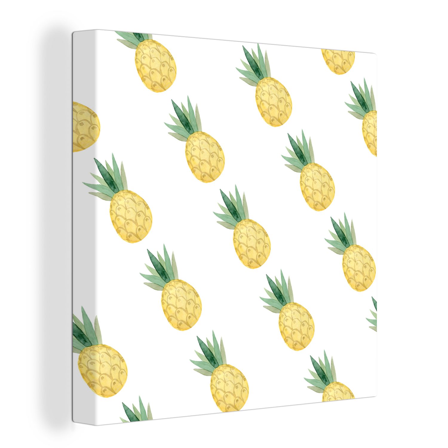 OneMillionCanvasses® Leinwandbild Ananas - Obst - Schablonen, (1 St), Leinwand Bilder für Wohnzimmer Schlafzimmer