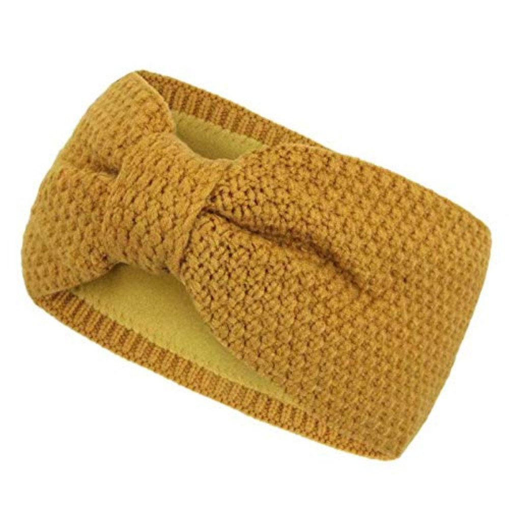 Frentree Stirnband Gefüttertes Haarband, Ohrenwärmer für Damen und Mädchen, Strickmuster mit Schleife und weichem Fleece Innenfutter
