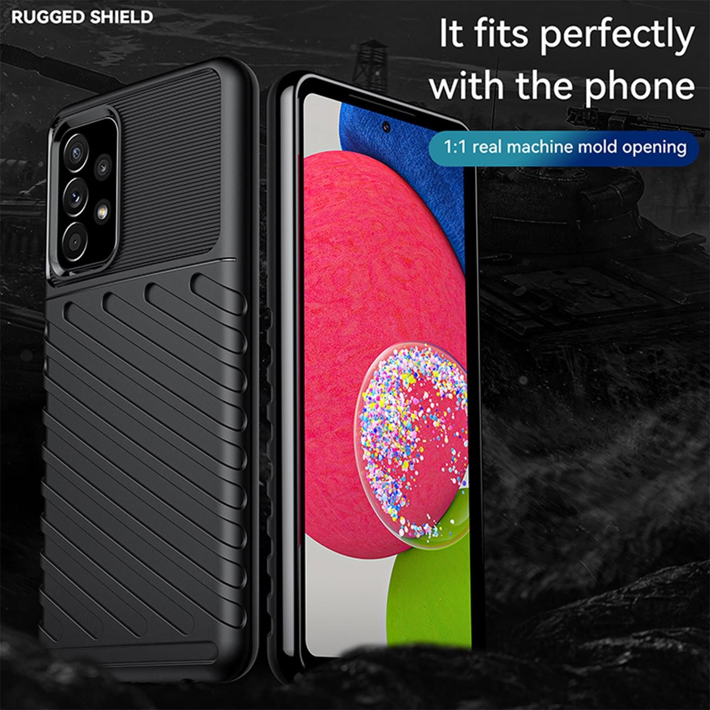 CoolGadget Handyhülle Schwarz als 2in1 Schutz Cover Set für Samsung Galaxy A52 A52s 4G/5G 6,5 Zoll, 2x Glas Display Schutz Folie + 1x Case Hülle für Galaxy A52 A52s 4G/5G
