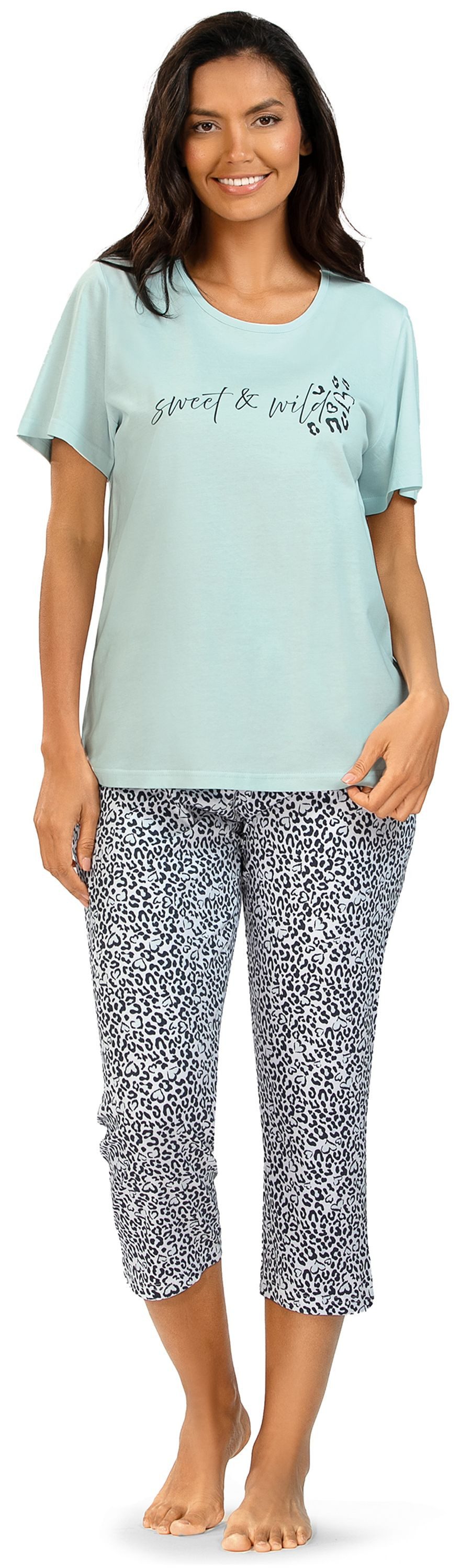 comtessa Schlafanzug Summer Whisper (Set, 2 tlg., 2-teilig) Damen Pyjama 2-teilig 7/8 Hose Baumwolle große Größen