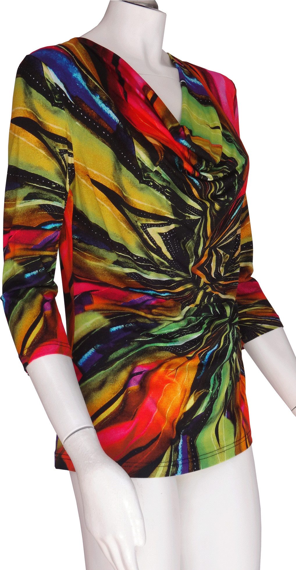 high & higher T-Shirt Wasserfallshirt Amy 3/4 Ärmel Wasserfallausschnitt