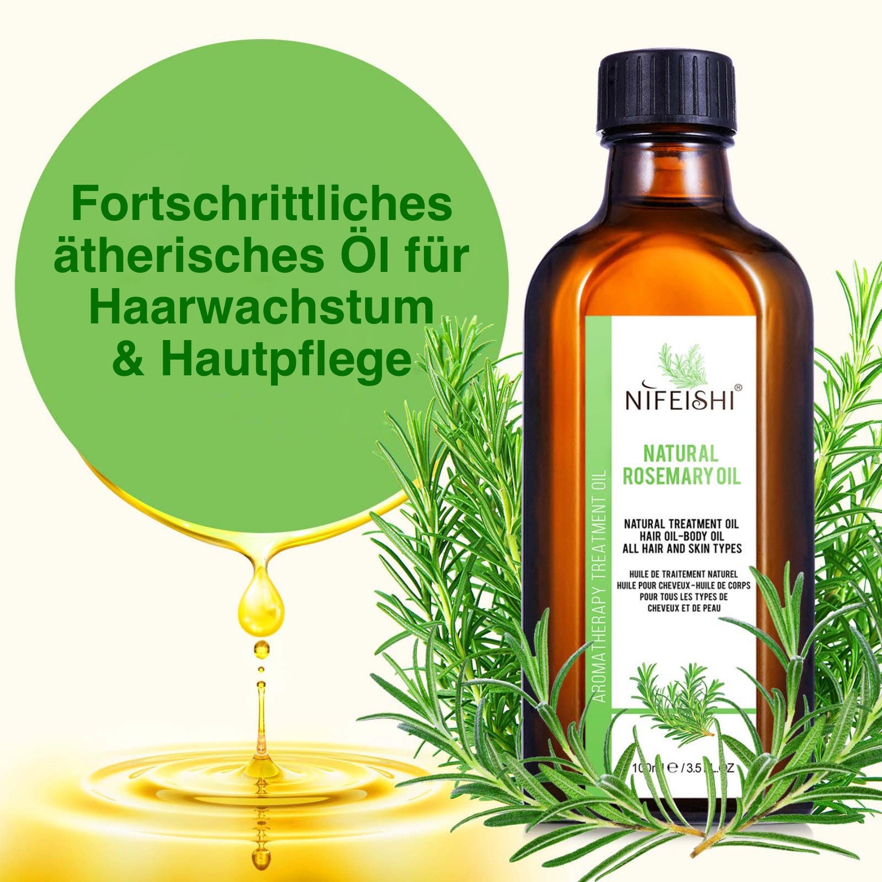 P-Beauty Cosmetic Accessories Haaröl Rosmarinöl naturreines Ätherisches Öl Haarpflege Augenbrauen Wimpern, 1-tlg., Rosmarinöl