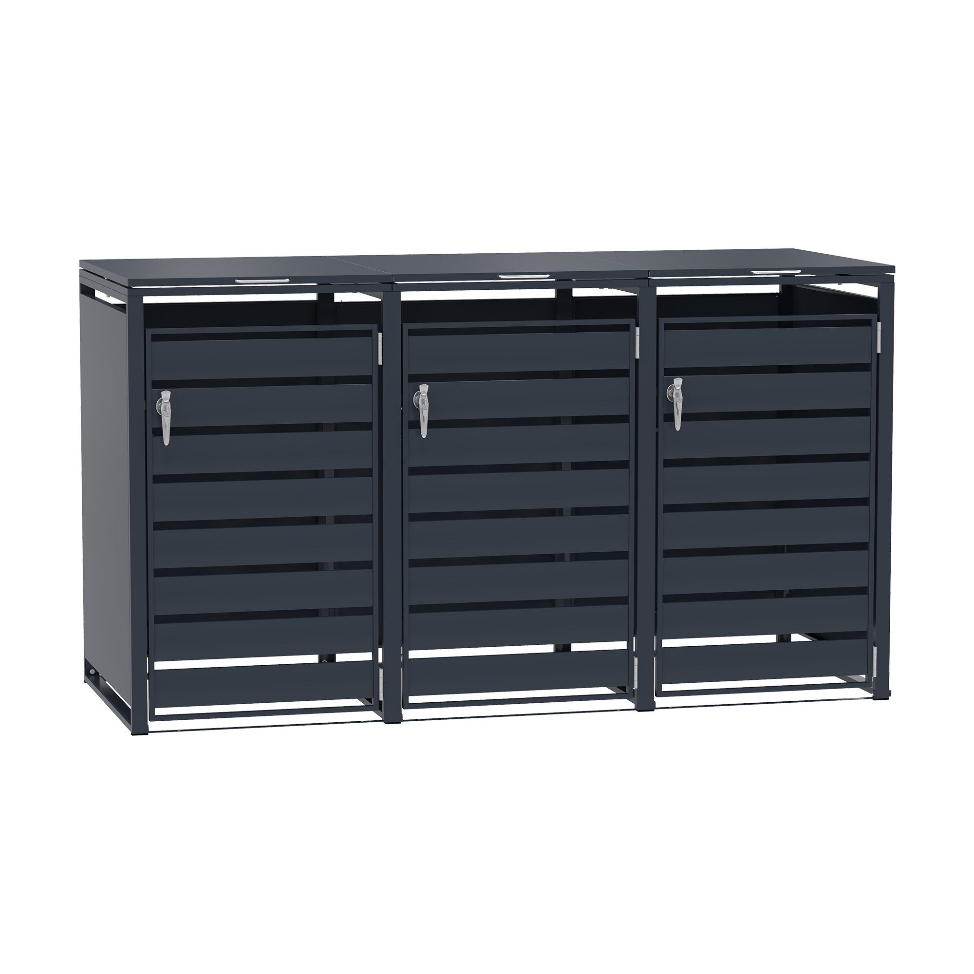 GARLIVO Mülltonnenbox Thymian Mülltonnenbox 3er 240L - wetterfest und langlebig, Verschließbare Mülltonnenverkleidung -modernes Design als Sichtschutz