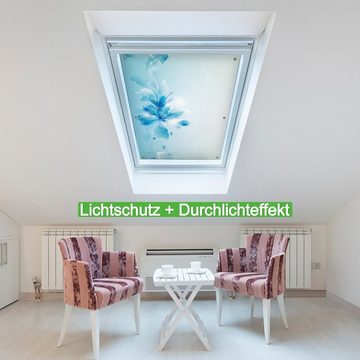 Sonnenschutz Blaues Blumenbuket, Wallario, blickdicht, mit Saugnäpfen, wiederablösbar und wiederverwendbar