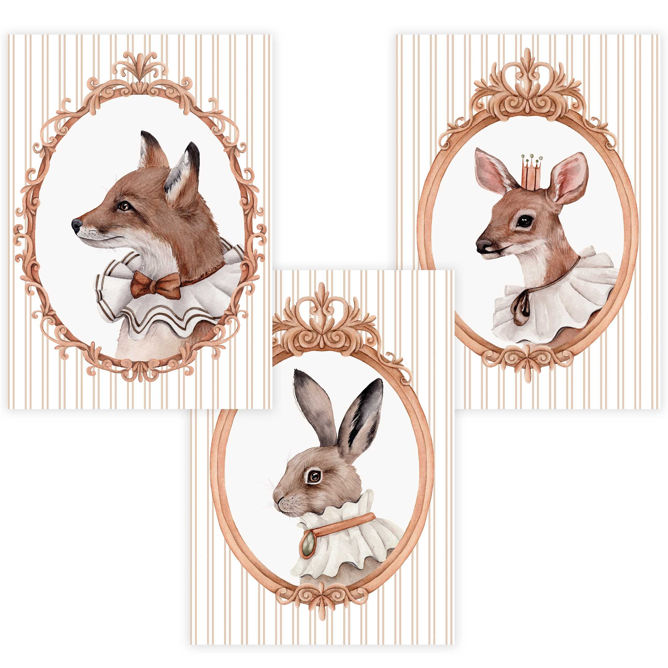 Poster Kinderzimmer Poster 3er Set Premium P773 / Royal Tierportraits